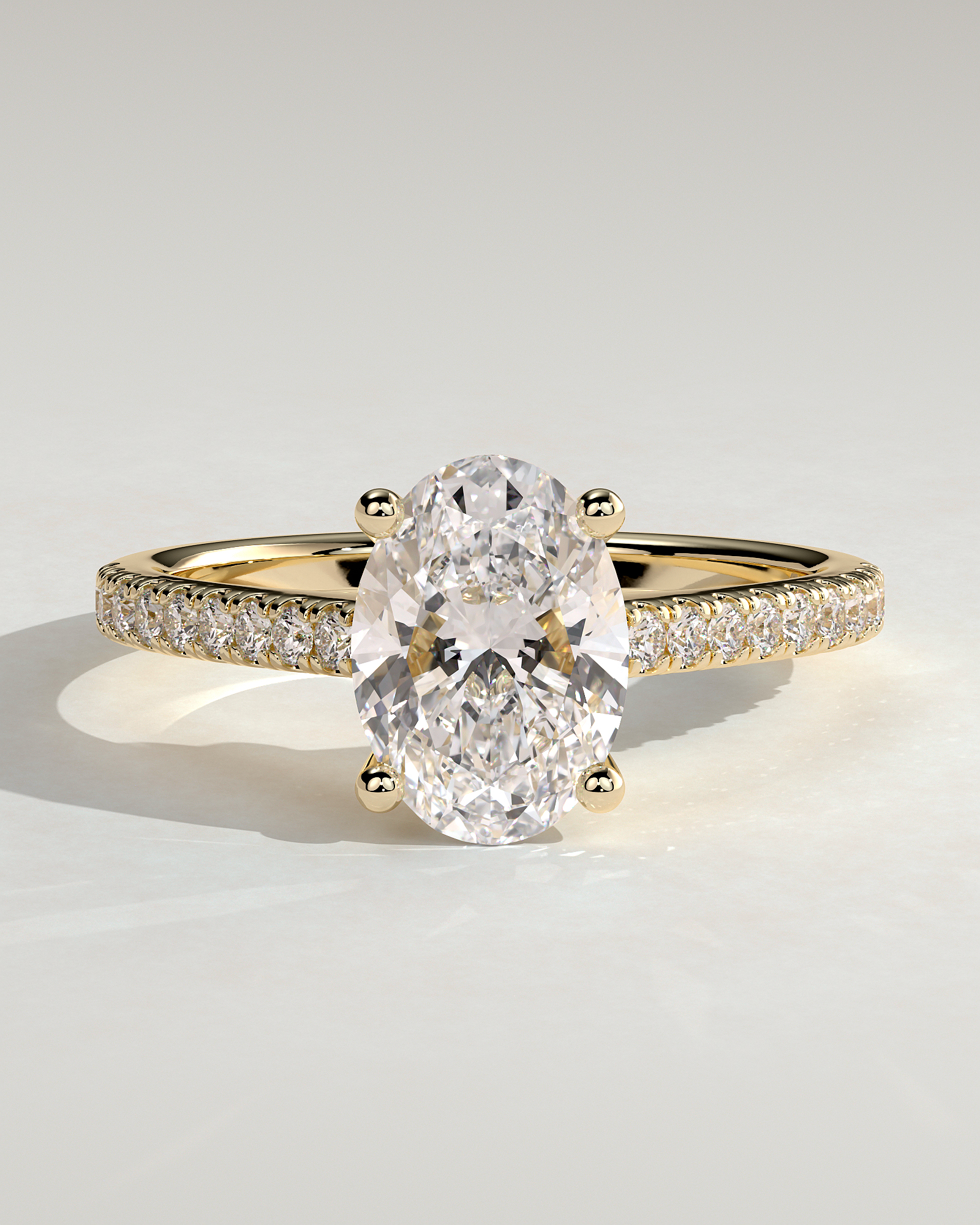 Eloise  Oval Pav Solitaire - 18k Yellow Gold