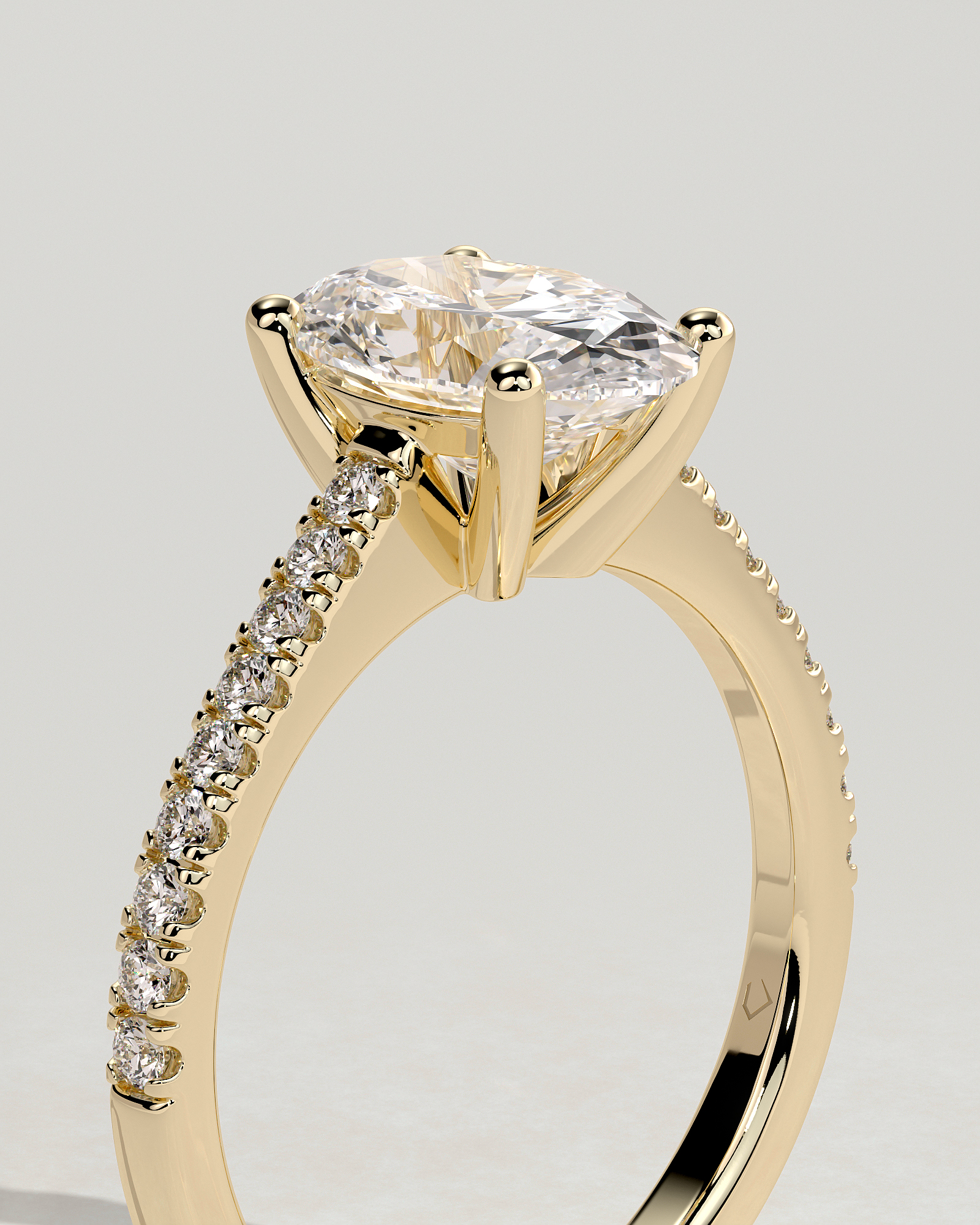 Eloise  Oval Pav Solitaire - 18k Yellow Gold