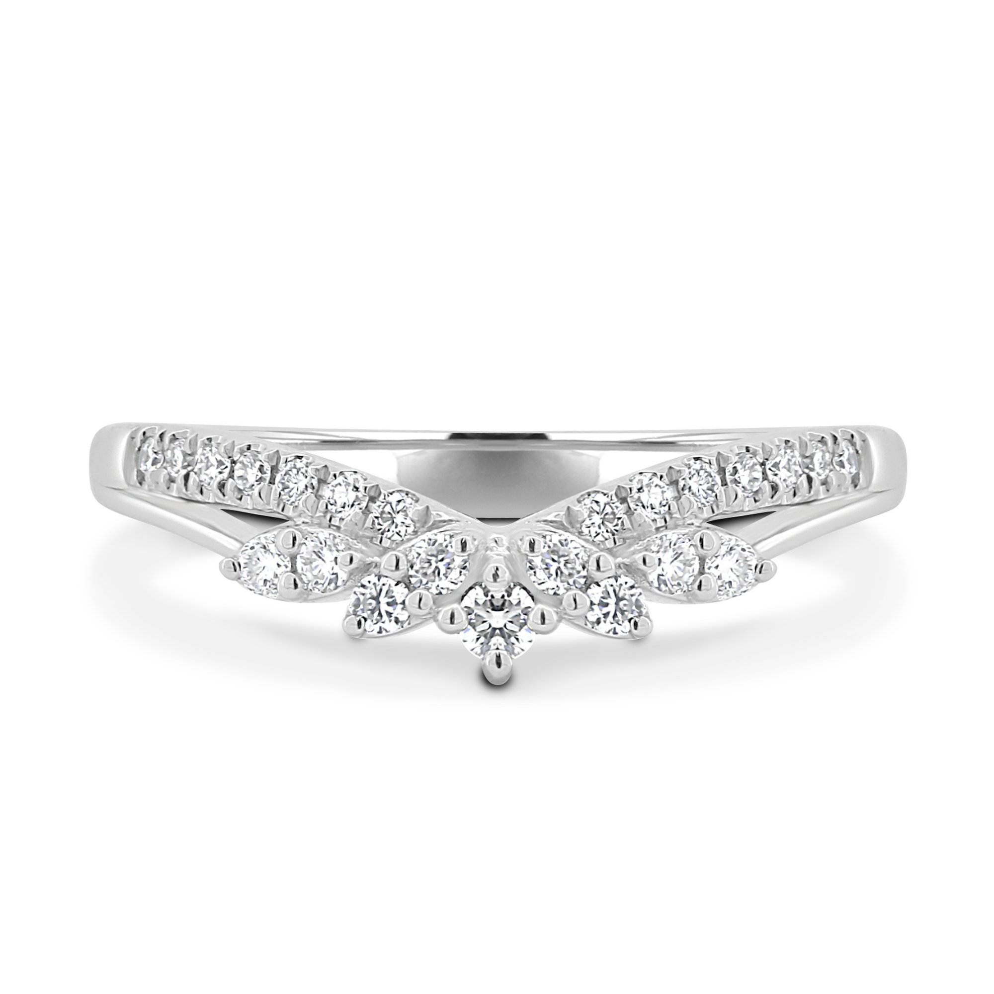 Elsa - Studded Tiara Ring - 18k White Gold