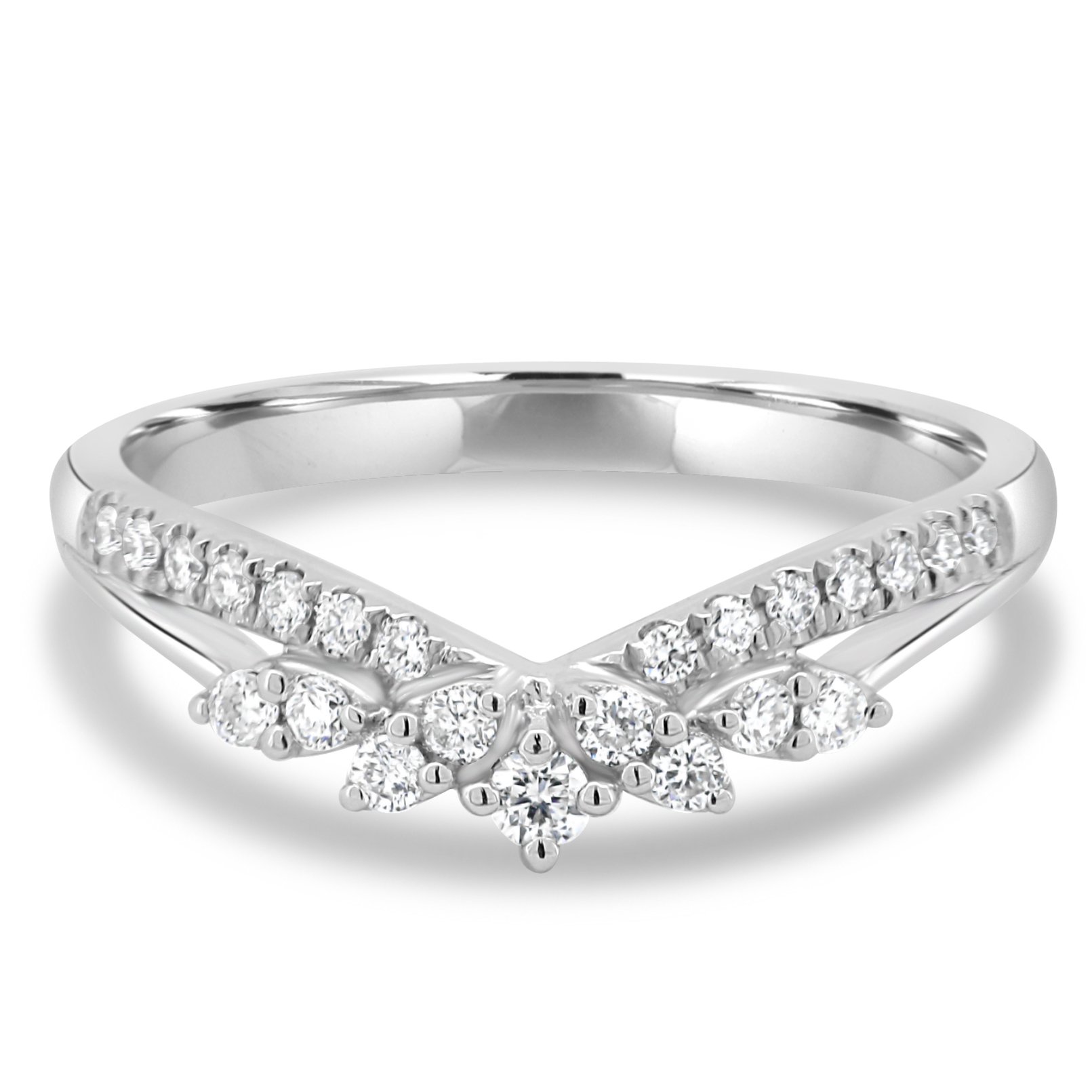 Elsa - Studded Tiara Ring - 18k White Gold