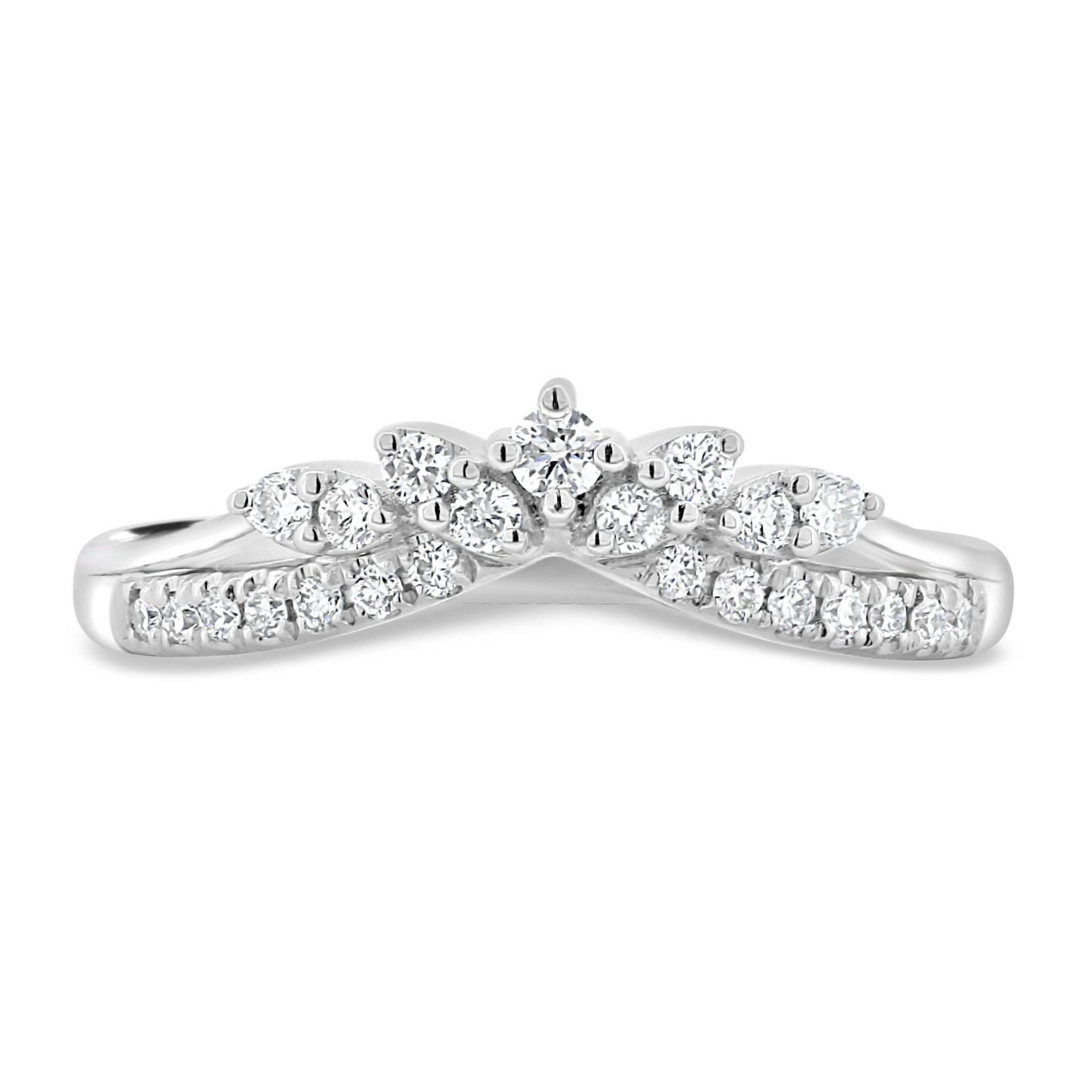 Elsa - Studded Tiara Ring - 18k White Gold