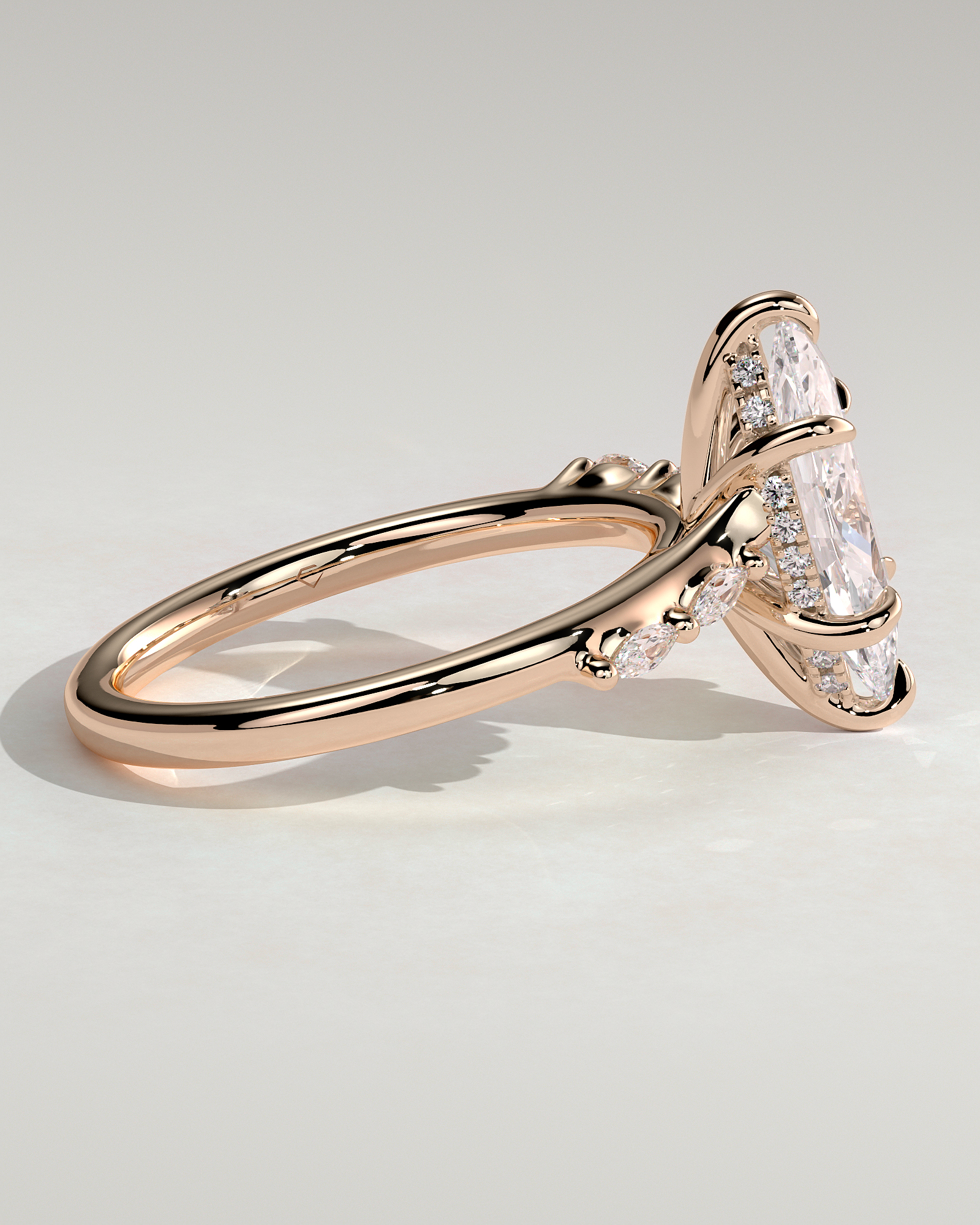 Elsie - Marquise Solitaire with Opposing Marquise Accents - 18k Rose Gold
