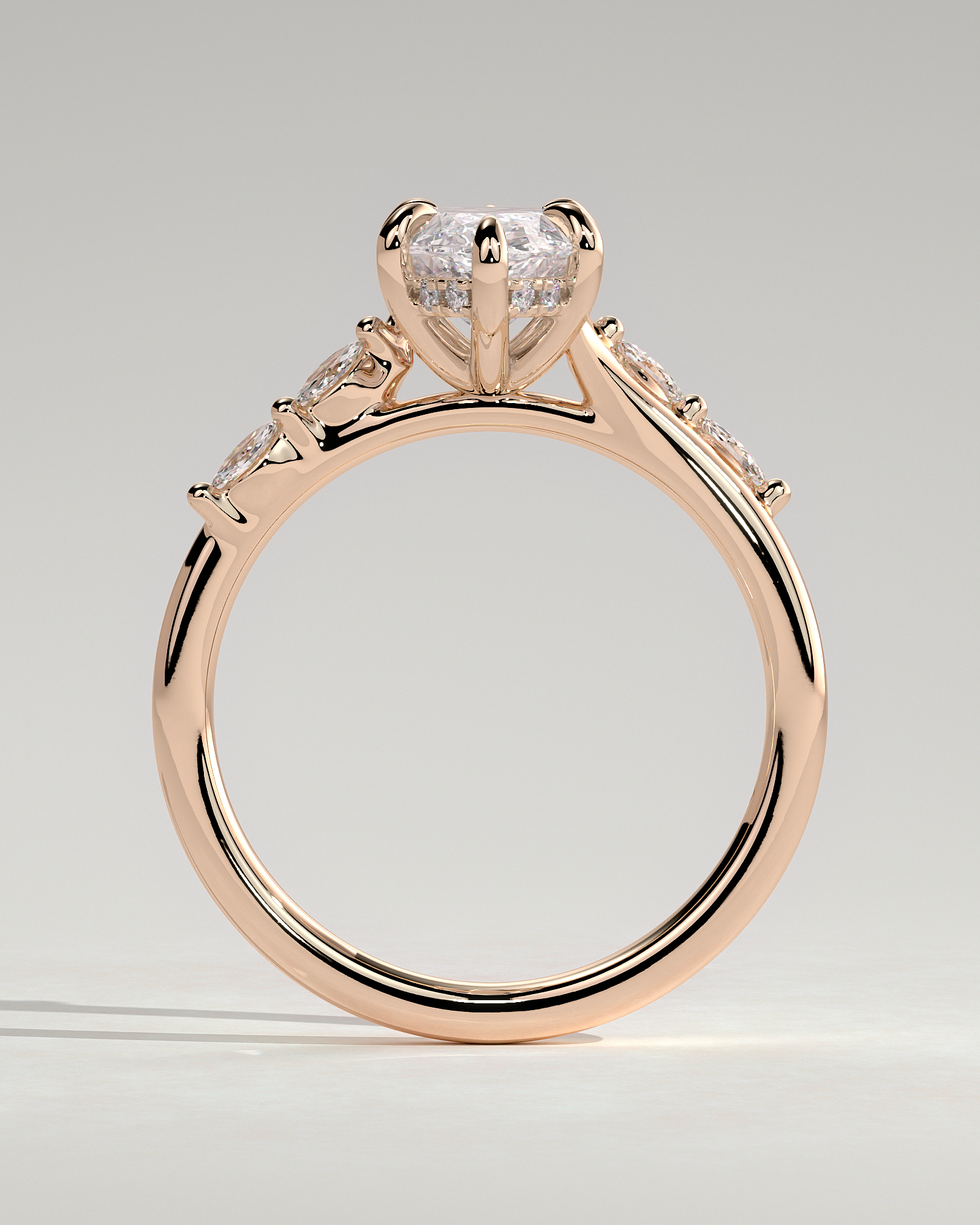 Elsie - Marquise Solitaire with Opposing Marquise Accents - 18k Rose Gold