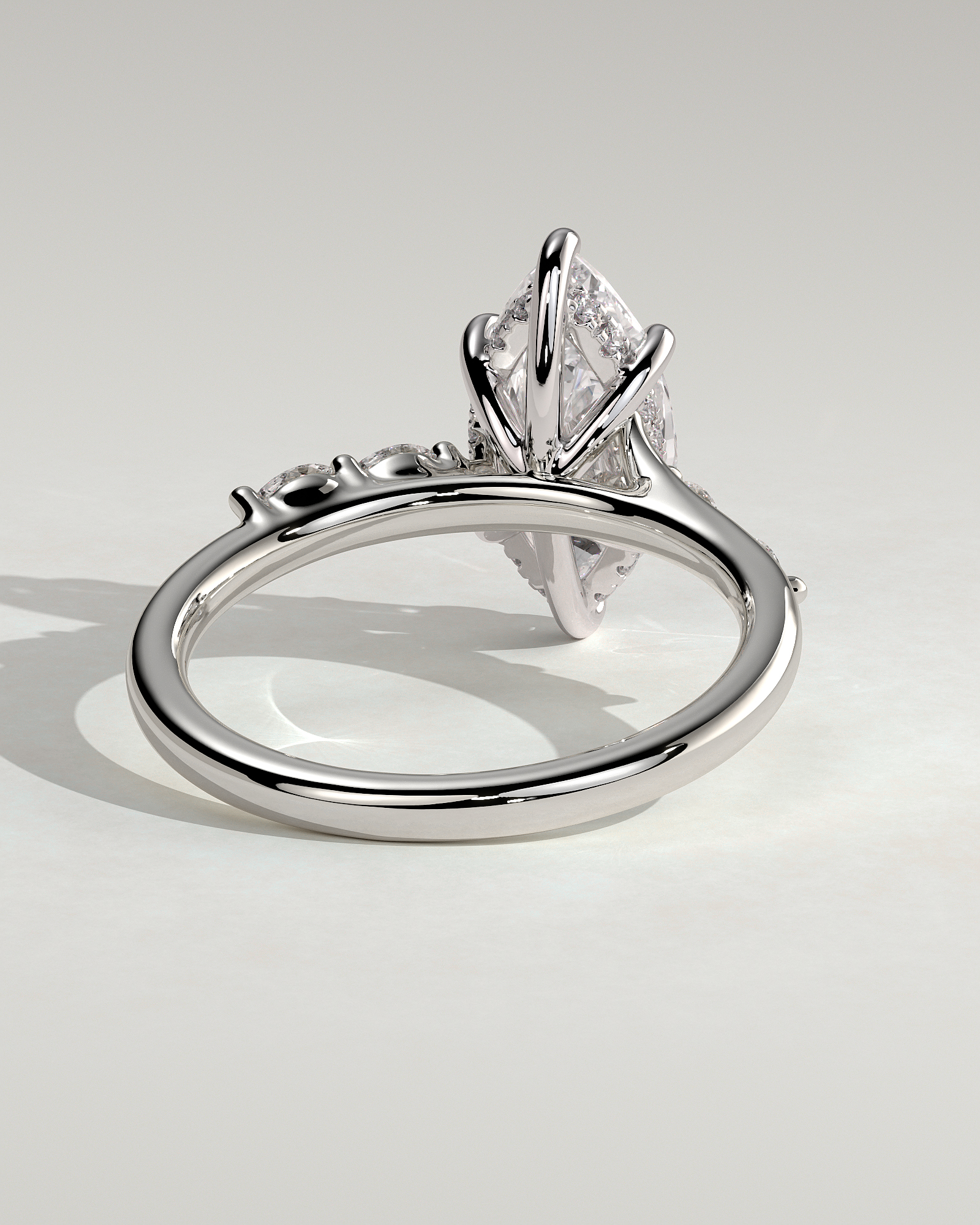 Elsie - Marquise Solitaire with Opposing Marquise Accents - 18k White Gold