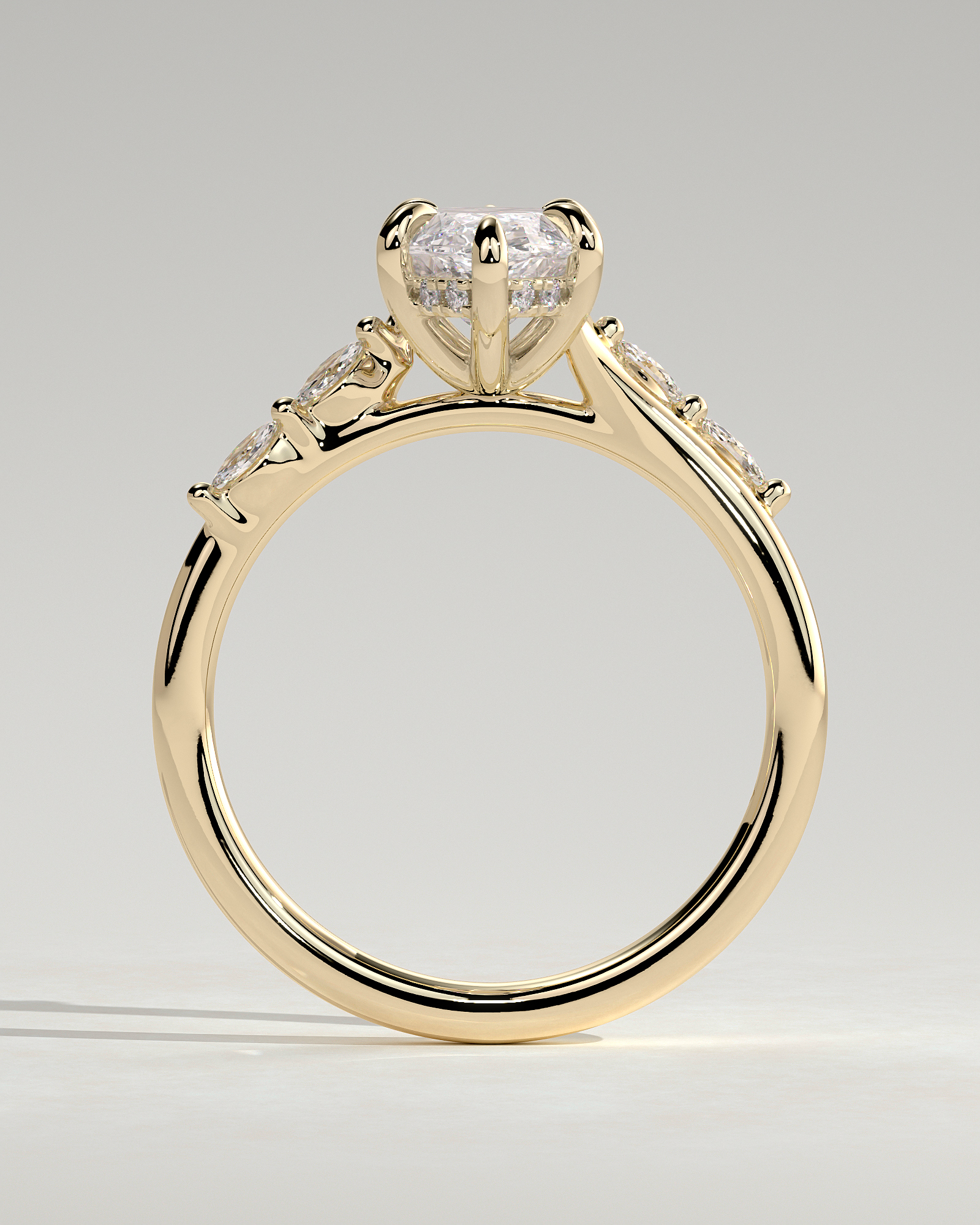 Elsie - Marquise Solitaire with Opposing Marquise Accents - 18k Yellow Gold
