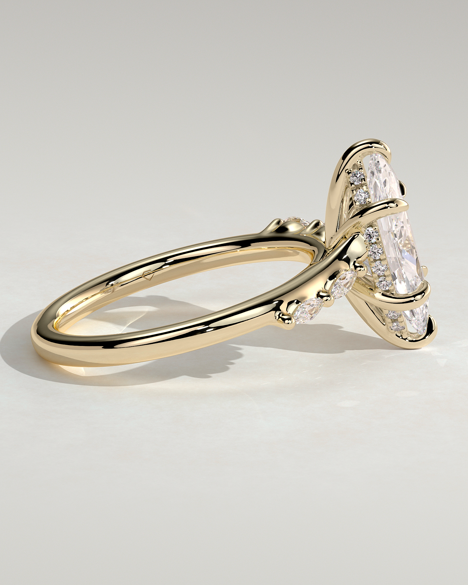 Elsie - Marquise Solitaire with Opposing Marquise Accents - 18k Yellow Gold