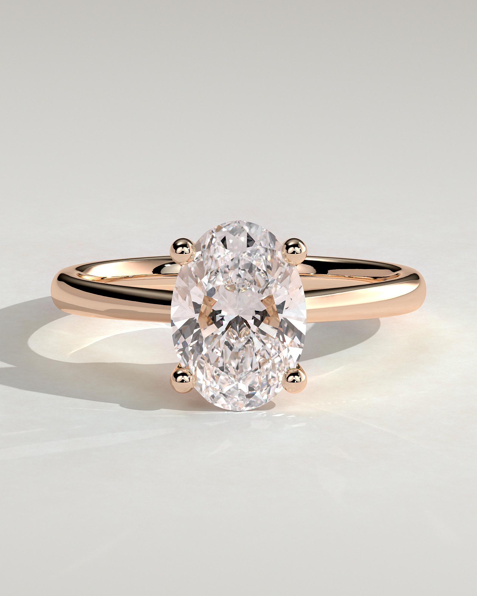 Emily - Oval Solitaire with Tapered Band - 18k Rose Gold