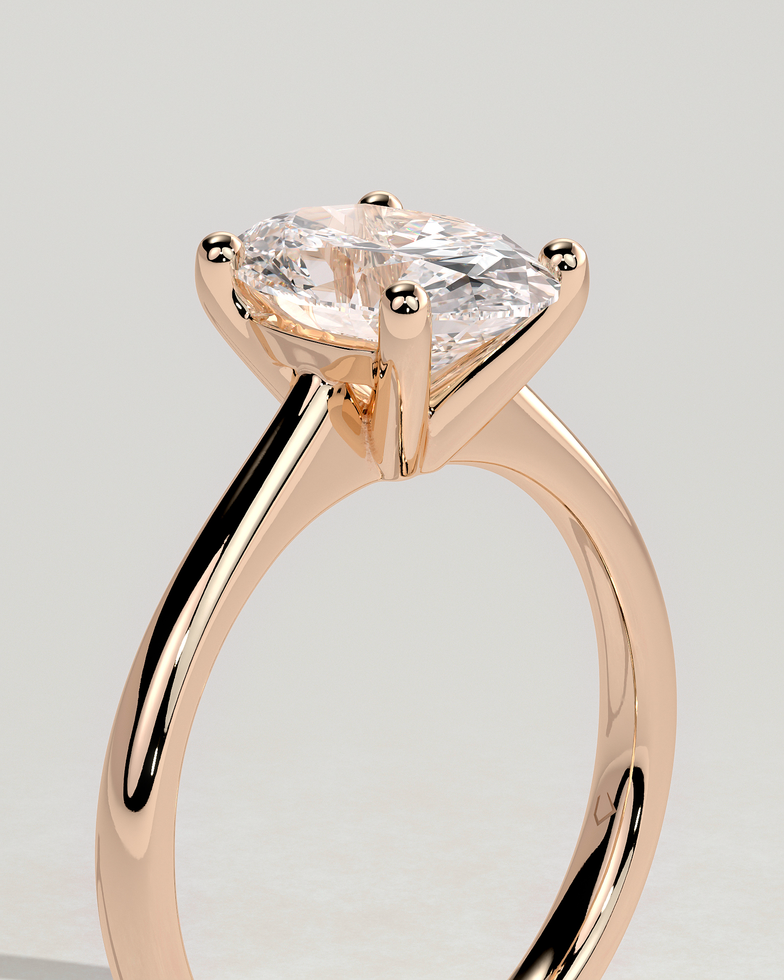 Emily - Oval Solitaire with Tapered Band - 18k Rose Gold