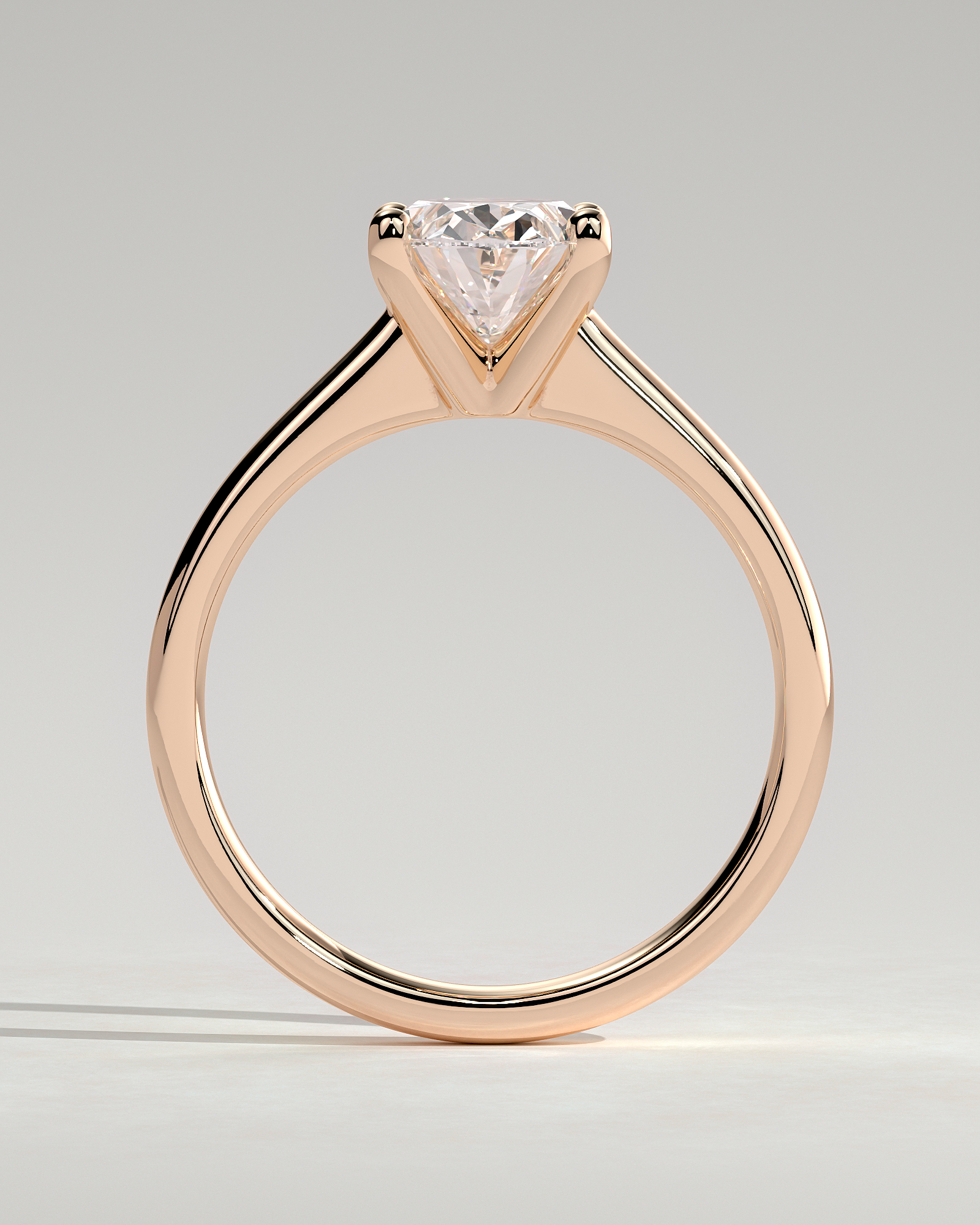 Emily - Oval Solitaire with Tapered Band - 18k Rose Gold