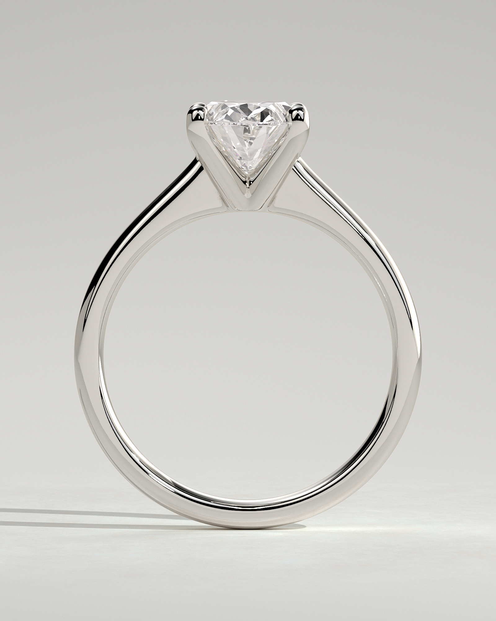 Emily - Oval Solitaire with Tapered Band - 18k White Gold