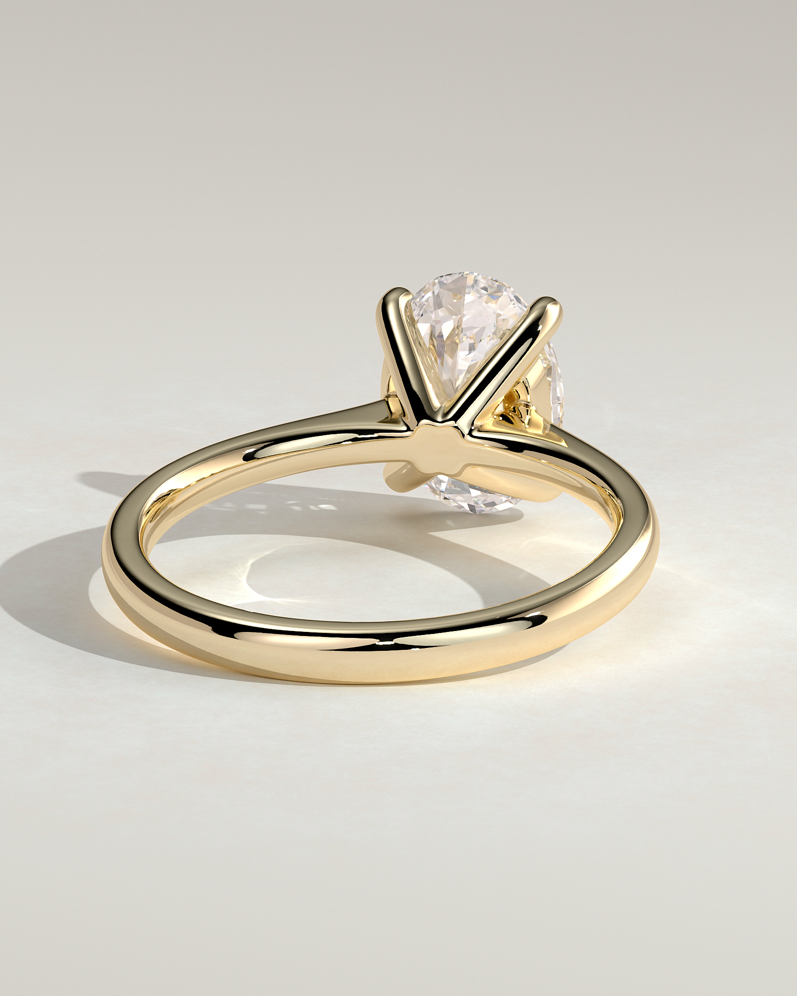 Emily - Oval Solitaire with Tapered Band - 18k Yellow Gold