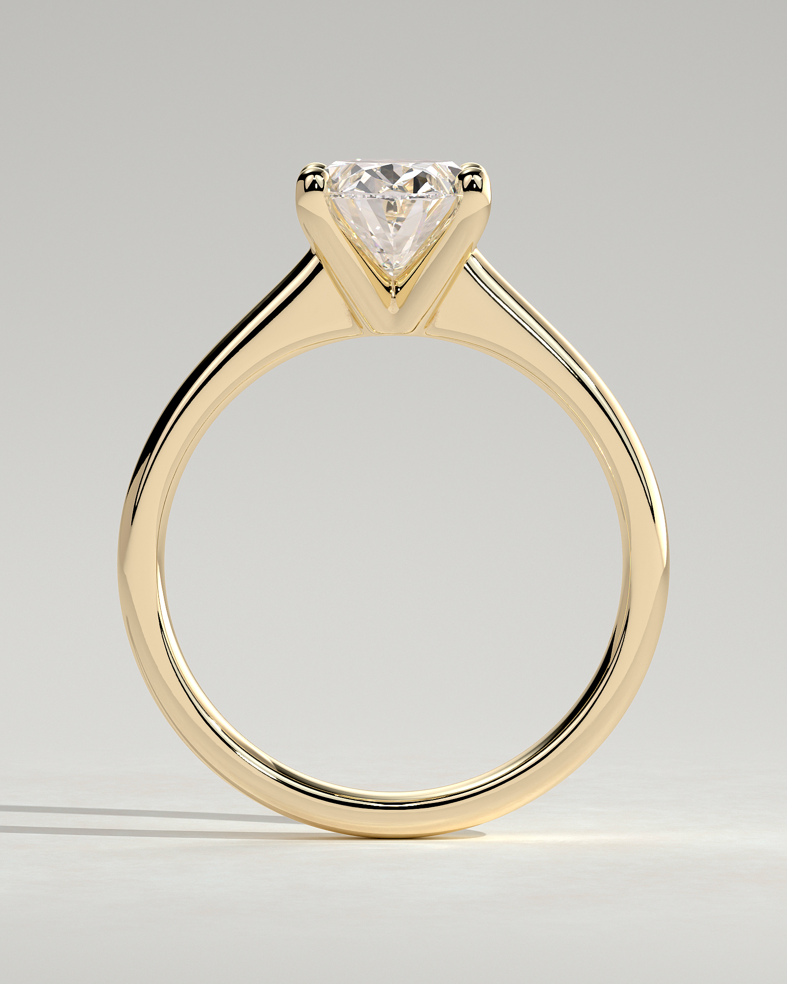 Emily - Oval Solitaire with Tapered Band - 18k Yellow Gold
