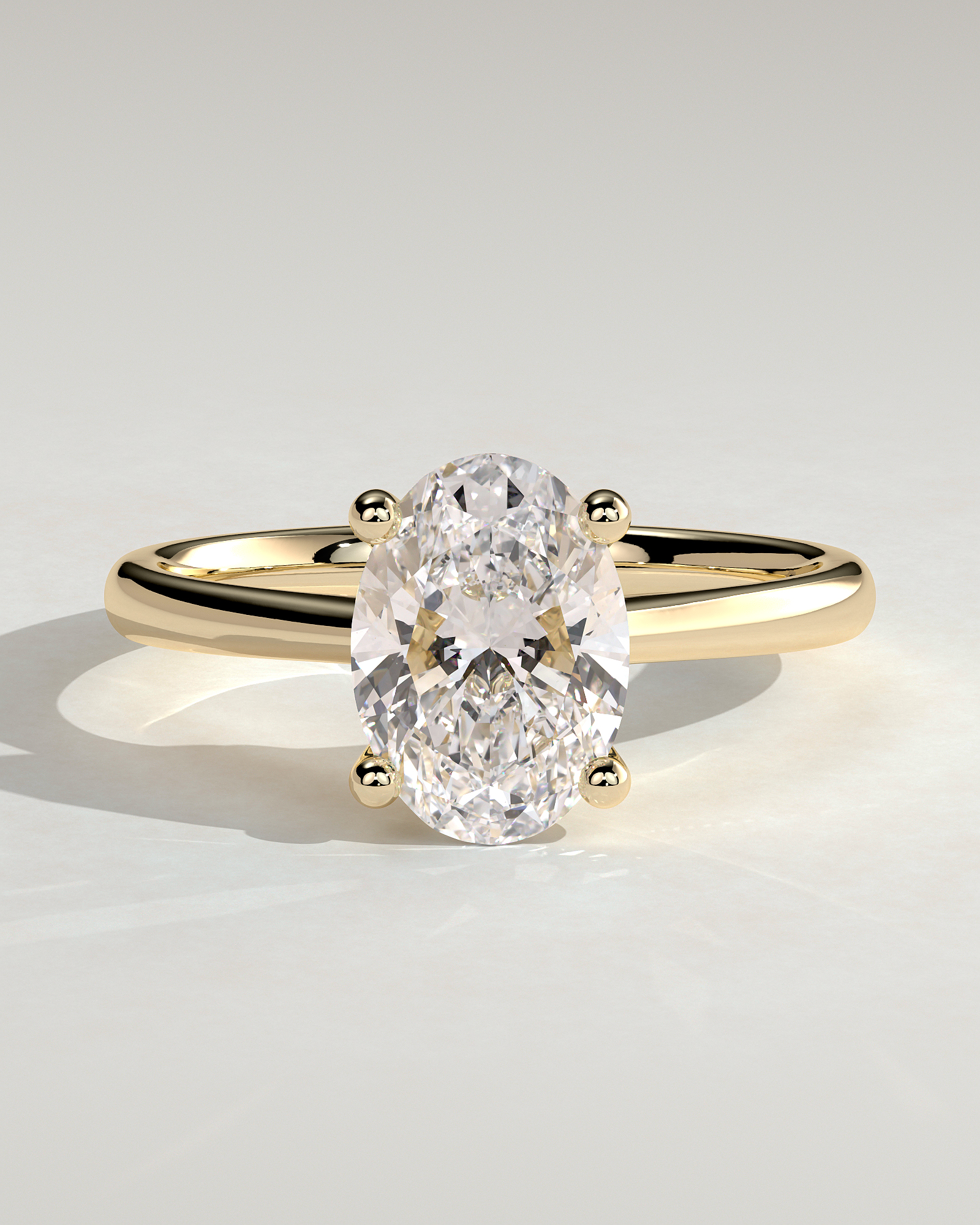Emily - Oval Solitaire with Tapered Band - 18k Yellow Gold