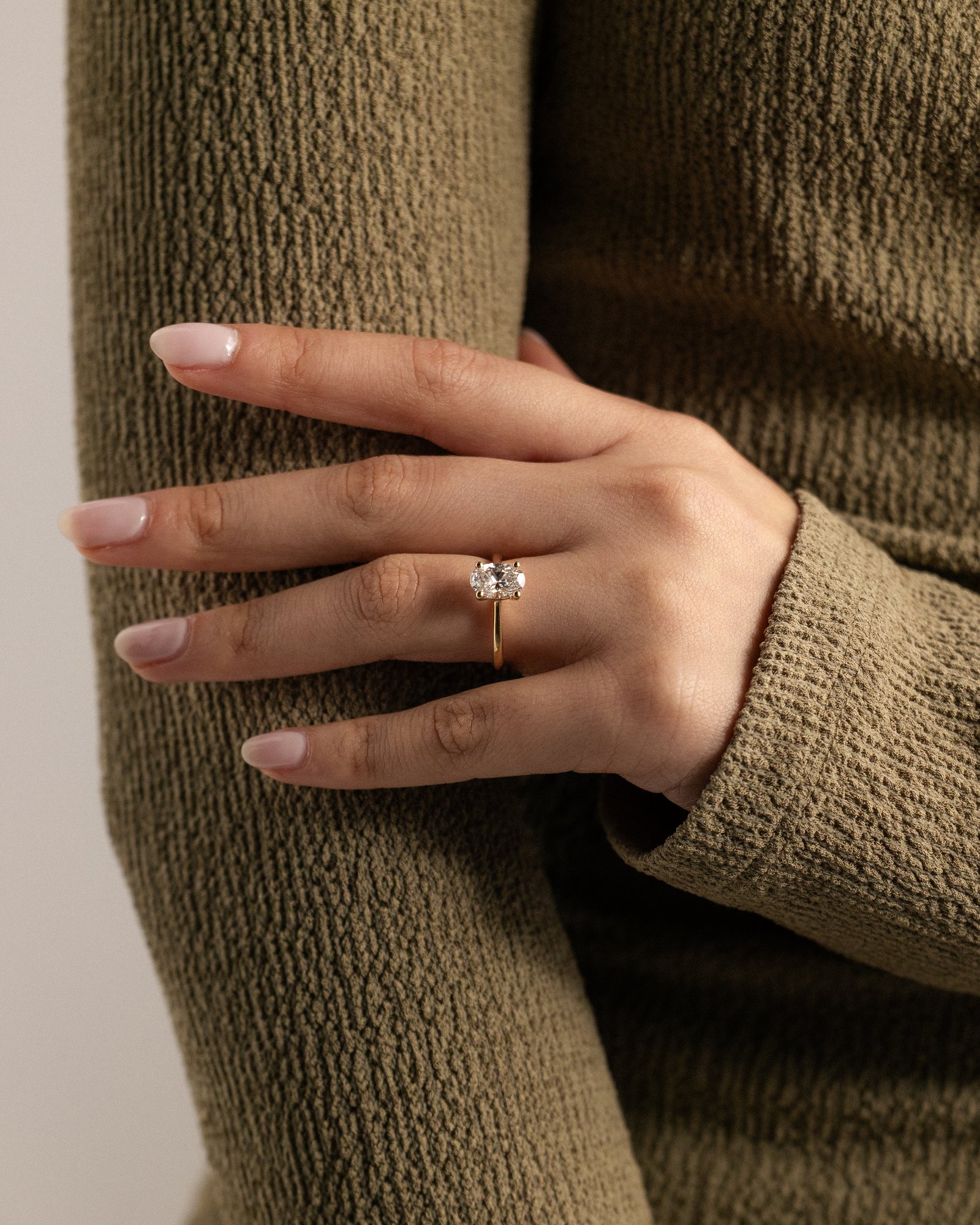 Emily - Oval Solitaire with Tapered Band Lifestyle Image