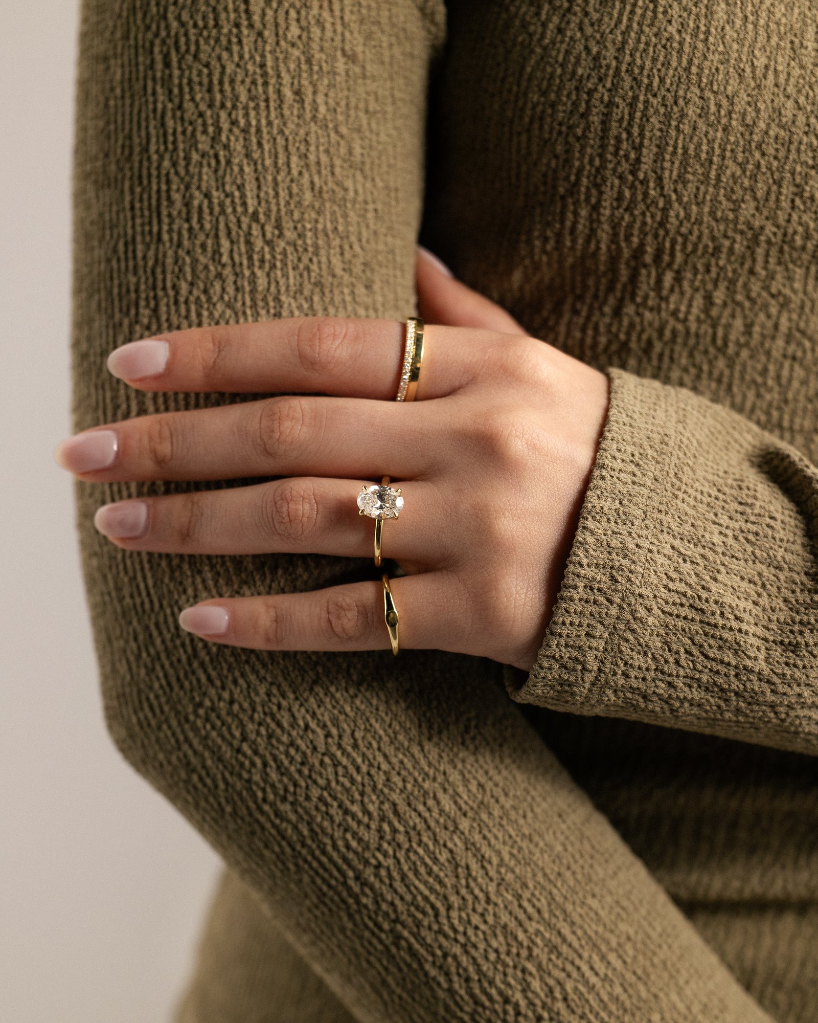 Emma  Oval Solitaire with Hidden Halo Lifestyle Image