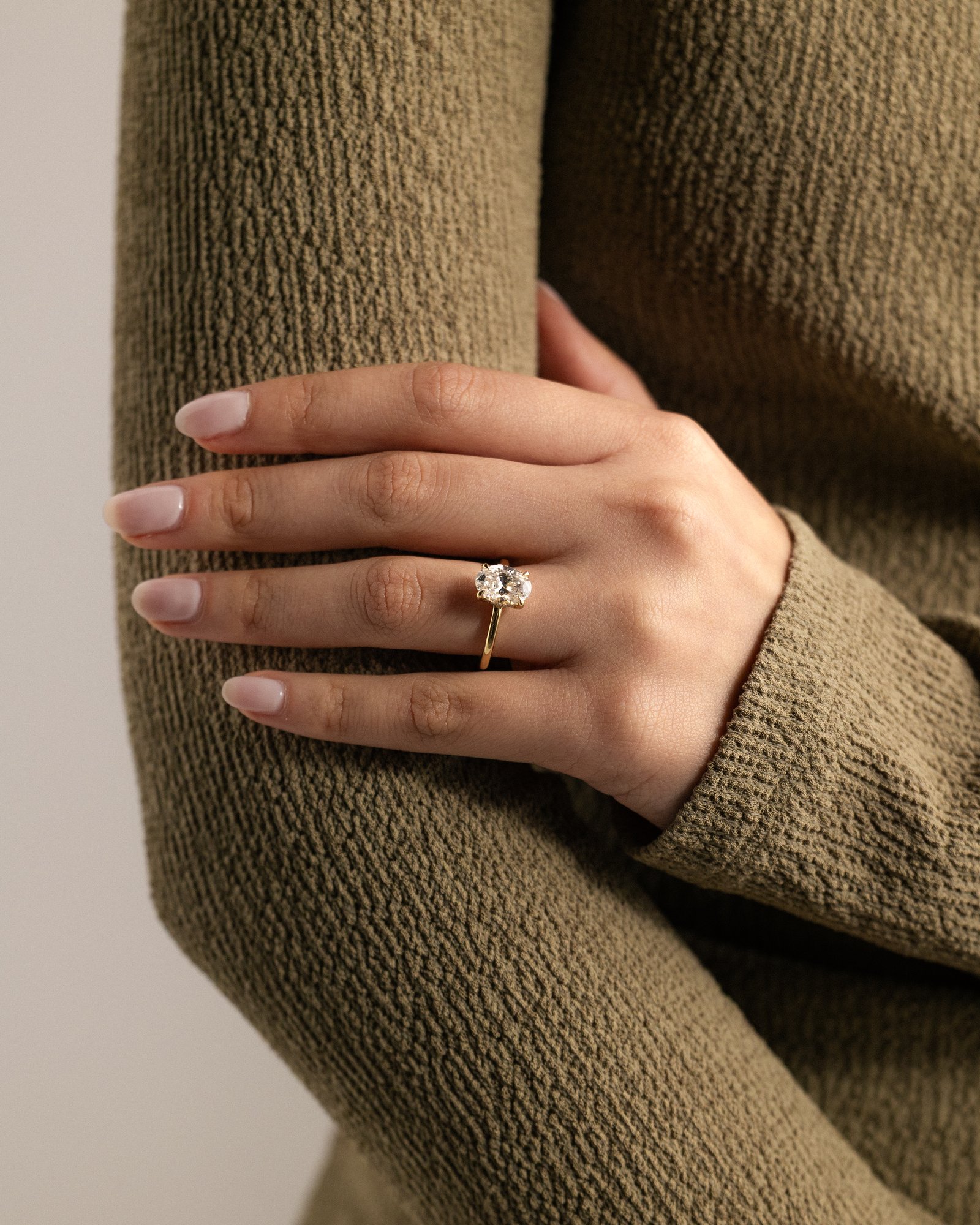 Emma  Oval Solitaire with Hidden Halo Lifestyle Image