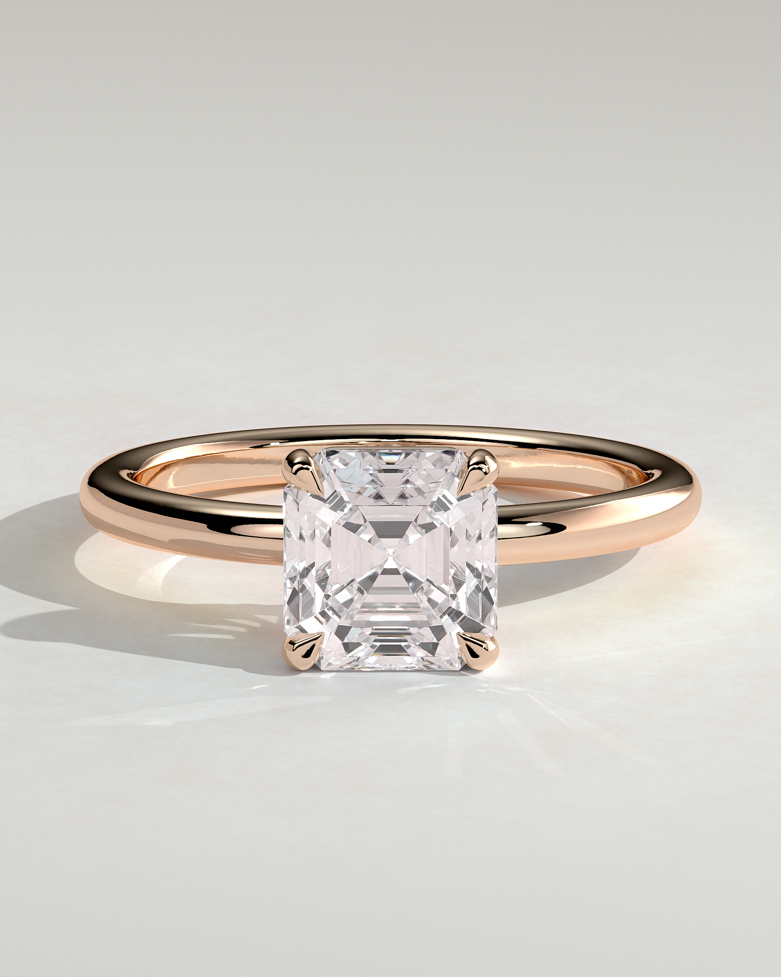 Emmy - 4 Claw Asscher Solitaire - 18k Rose Gold