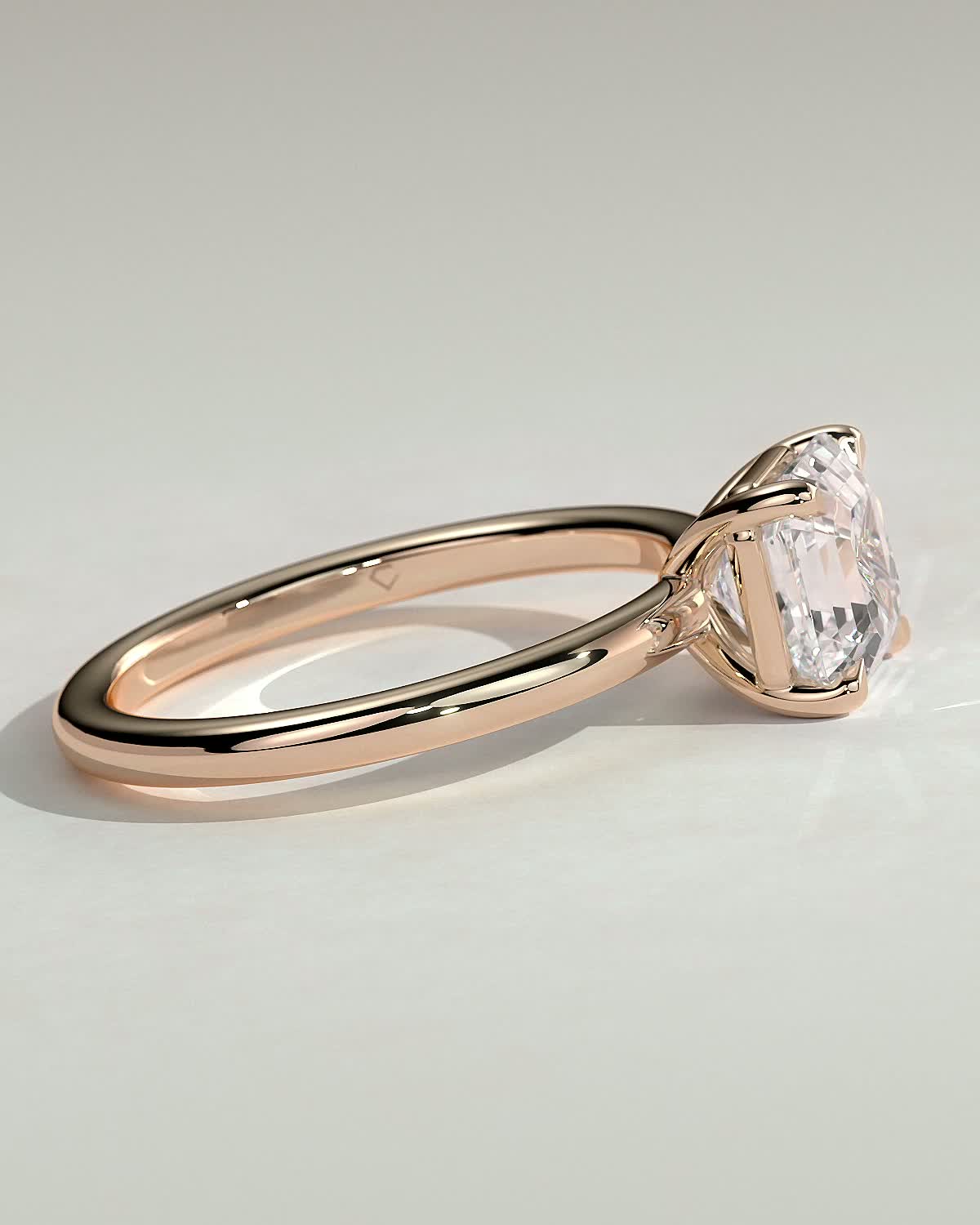 Emmy - 4 Claw Asscher Solitaire - 18k Rose Gold