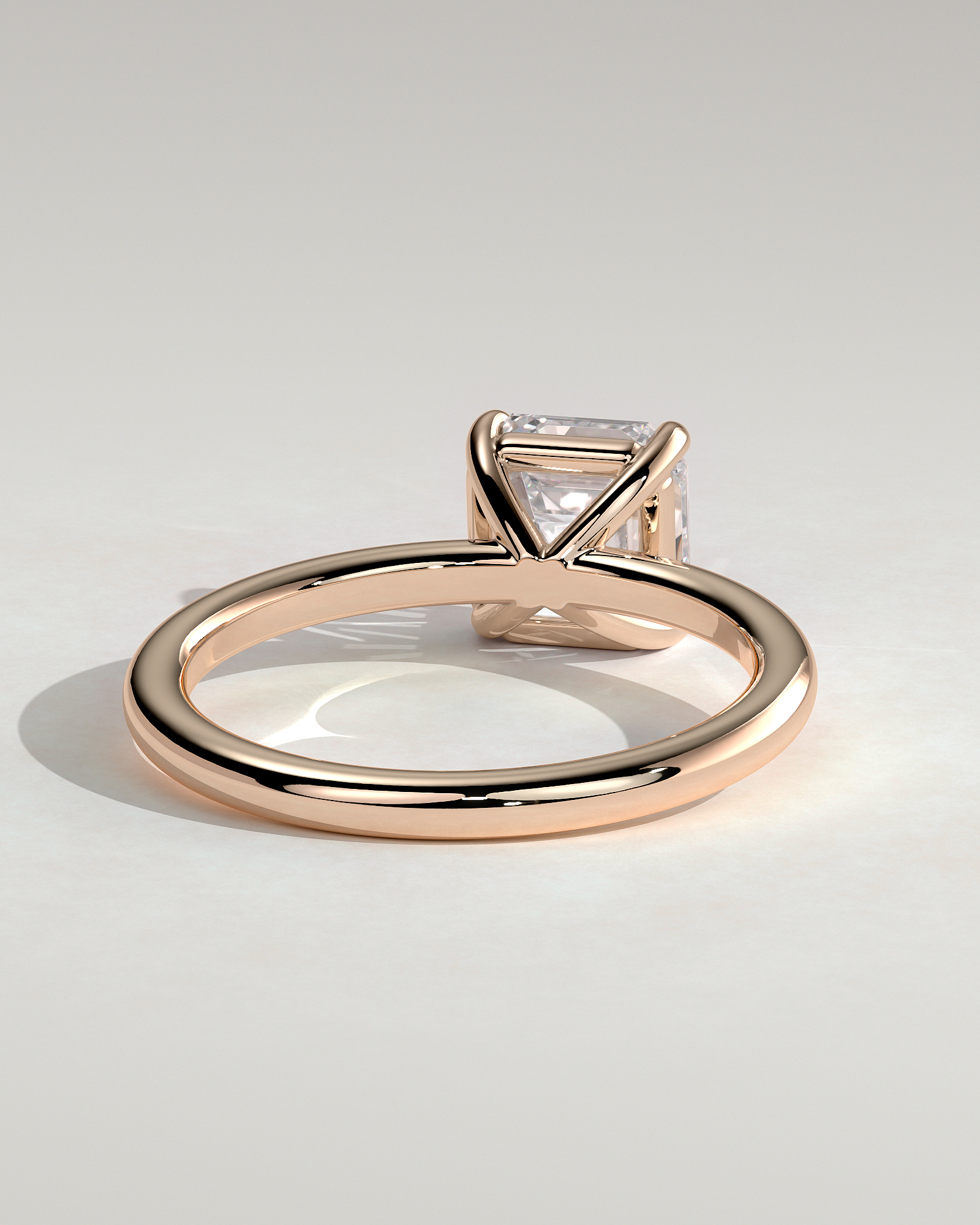 Emmy - 4 Claw Asscher Solitaire - 18k Rose Gold