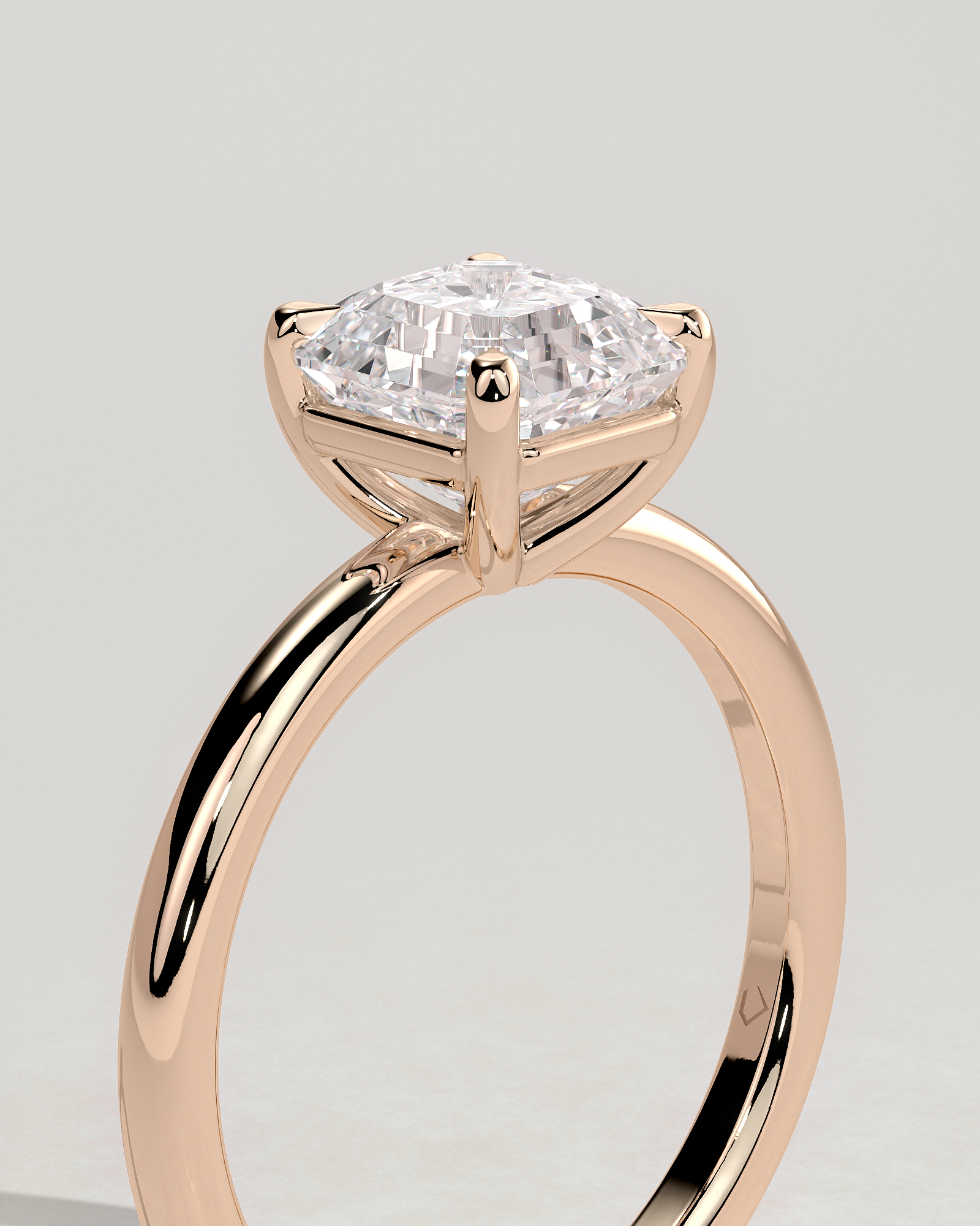 Emmy - 4 Claw Asscher Solitaire - 18k Rose Gold