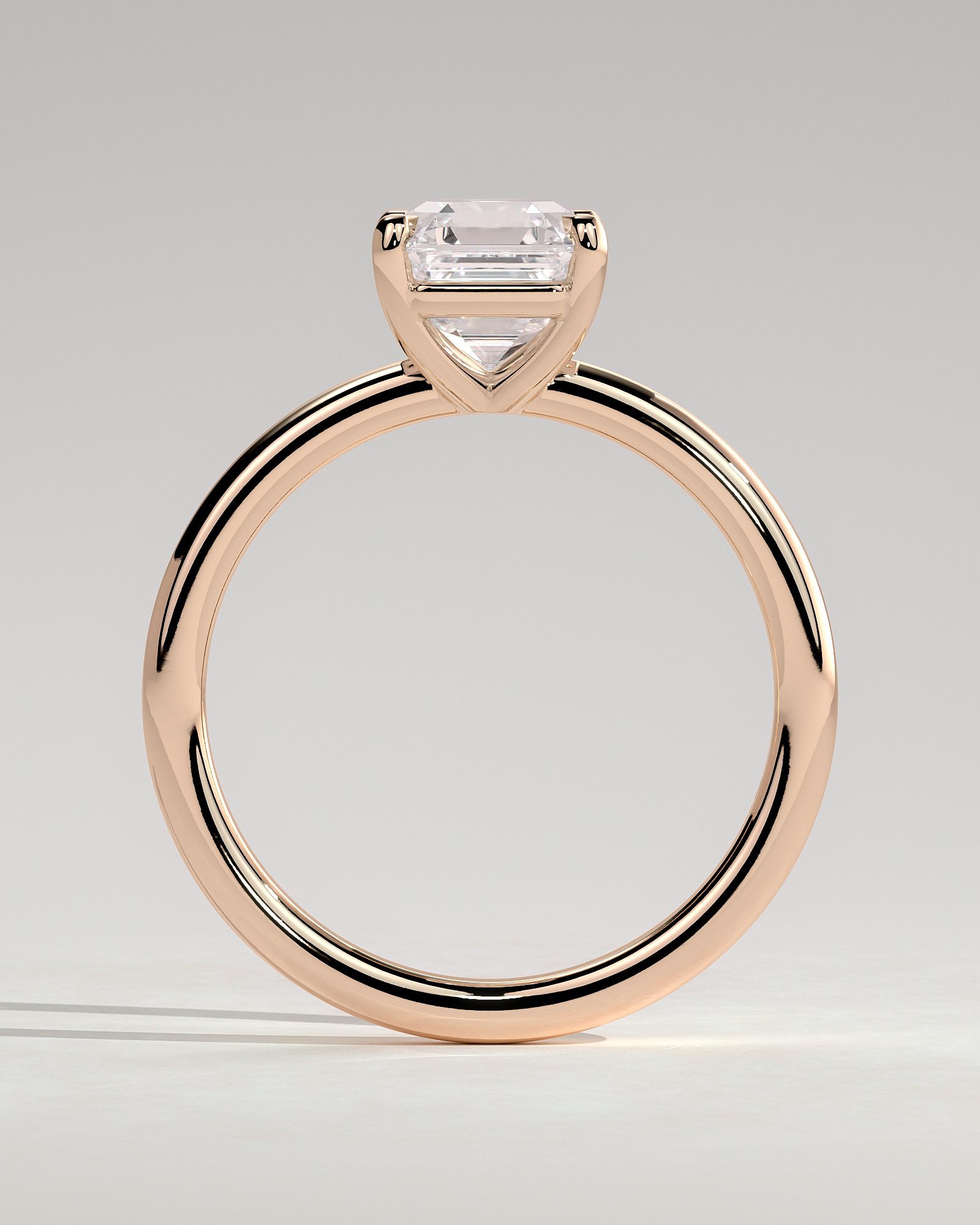 Emmy - 4 Claw Asscher Solitaire - 18k Rose Gold