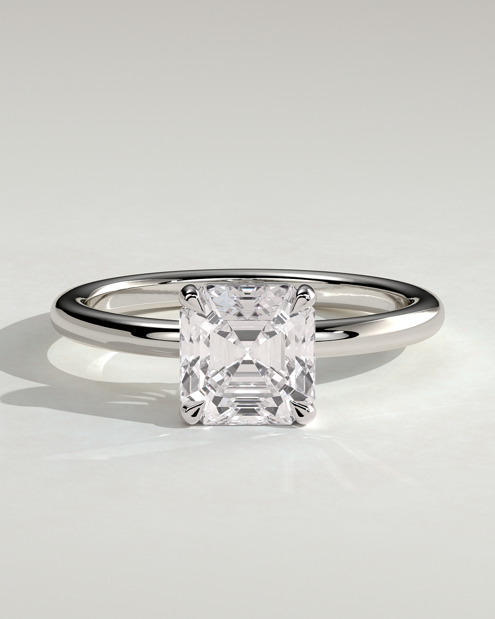 Emmy - 4 Claw Asscher Solitaire - 18k White Gold