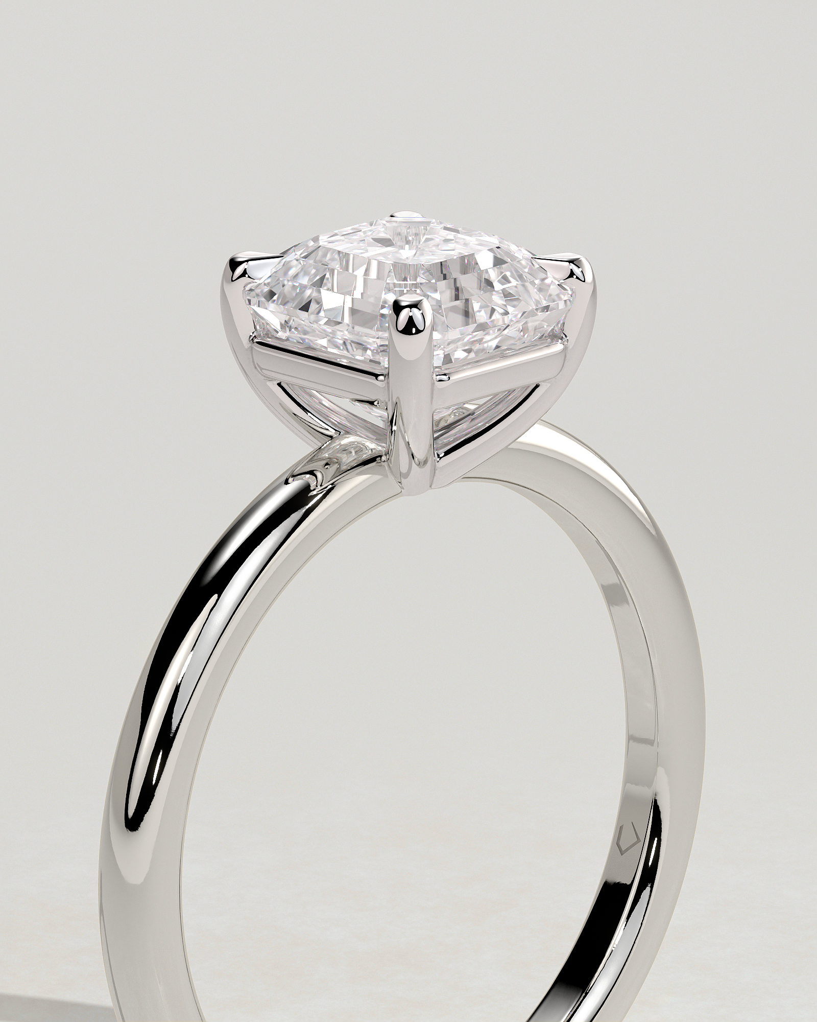 Emmy - 4 Claw Asscher Solitaire - 18k White Gold