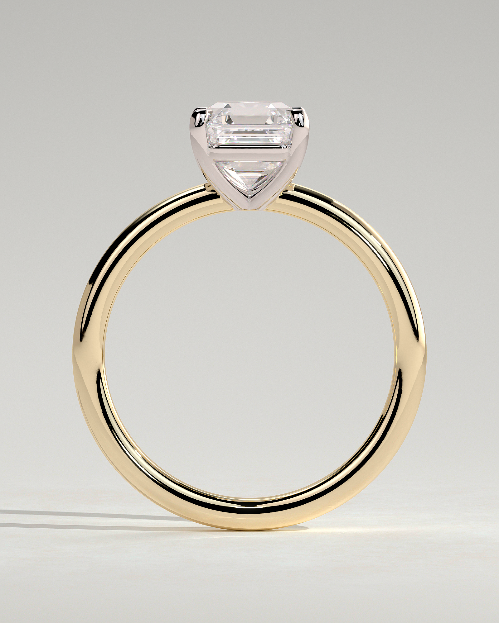 Emmy - 4 Claw Asscher Solitaire - 18k Yellow Gold / 18k White Gold