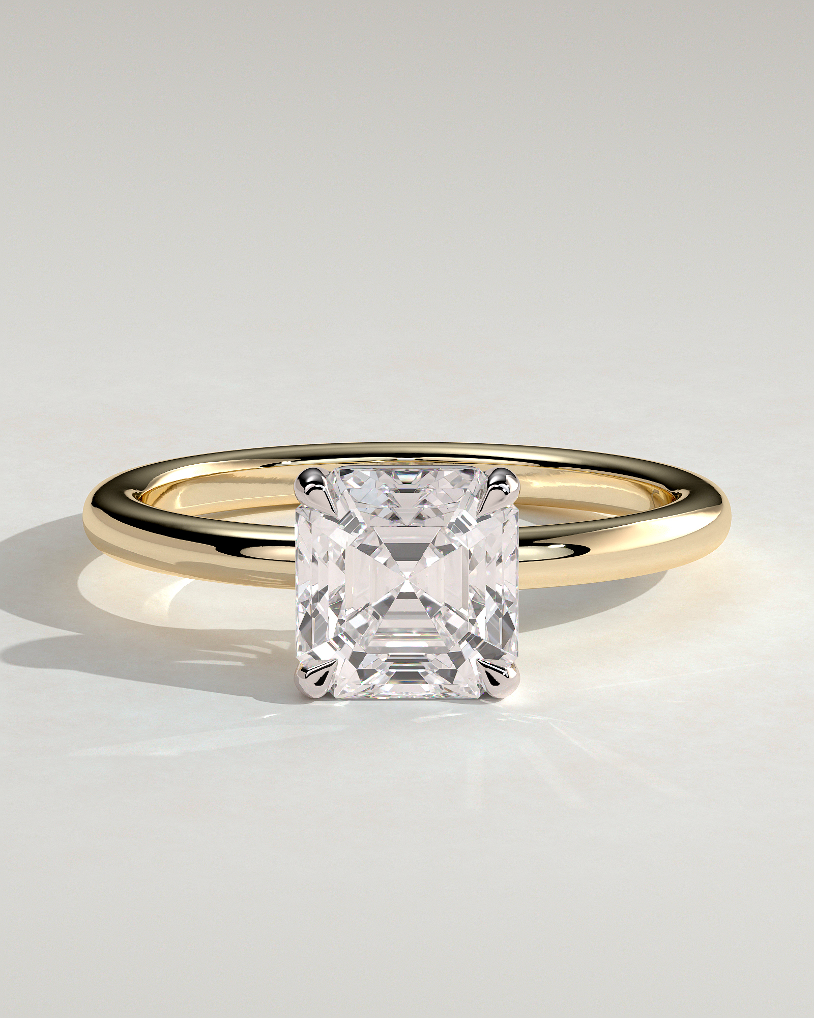 Emmy - 4 Claw Asscher Solitaire - 18k Yellow Gold / 18k White Gold