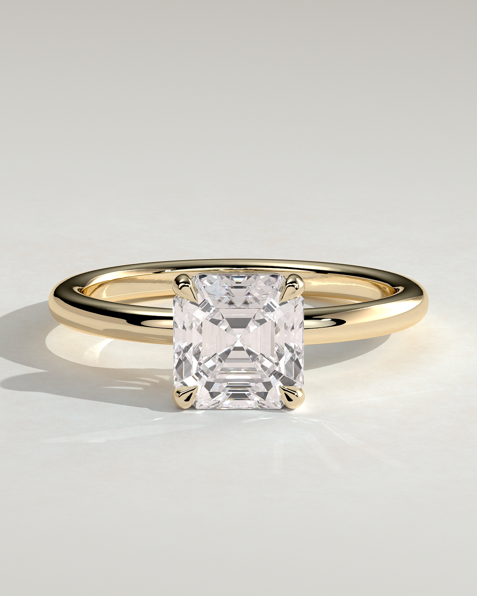 Emmy - 4 Claw Asscher Solitaire - 18k Yellow Gold