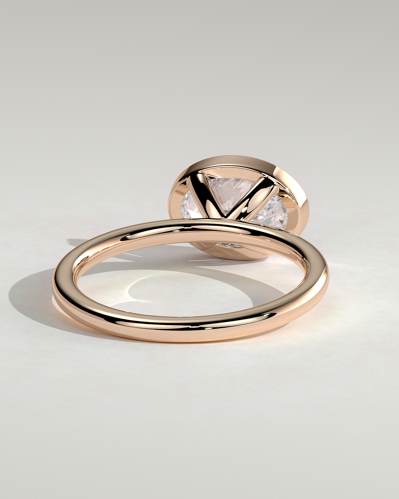 Erin - Bezel Oval East-West Solitaire - 18k Rose Gold