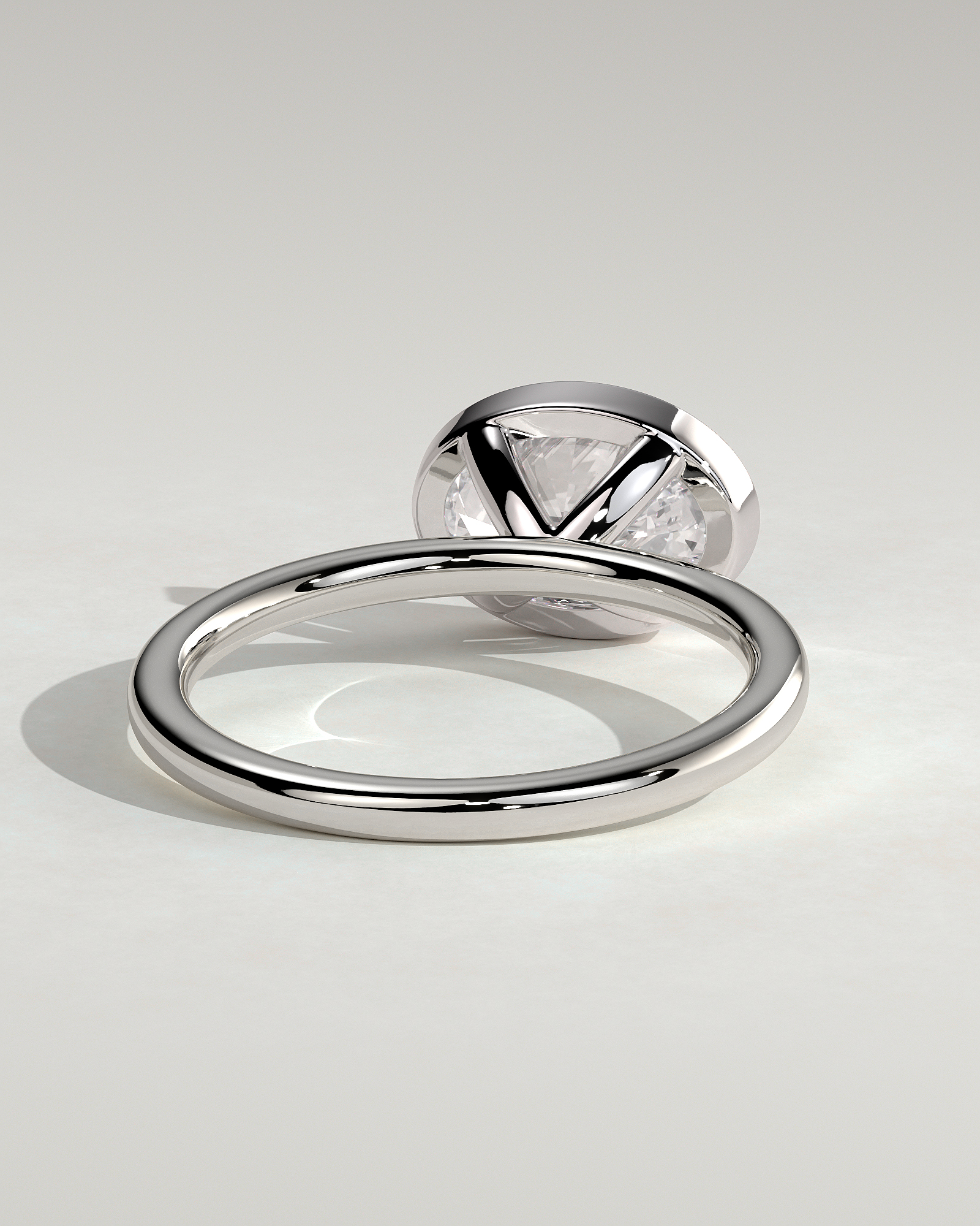 Erin - Bezel Oval East-West Solitaire - 18k White Gold