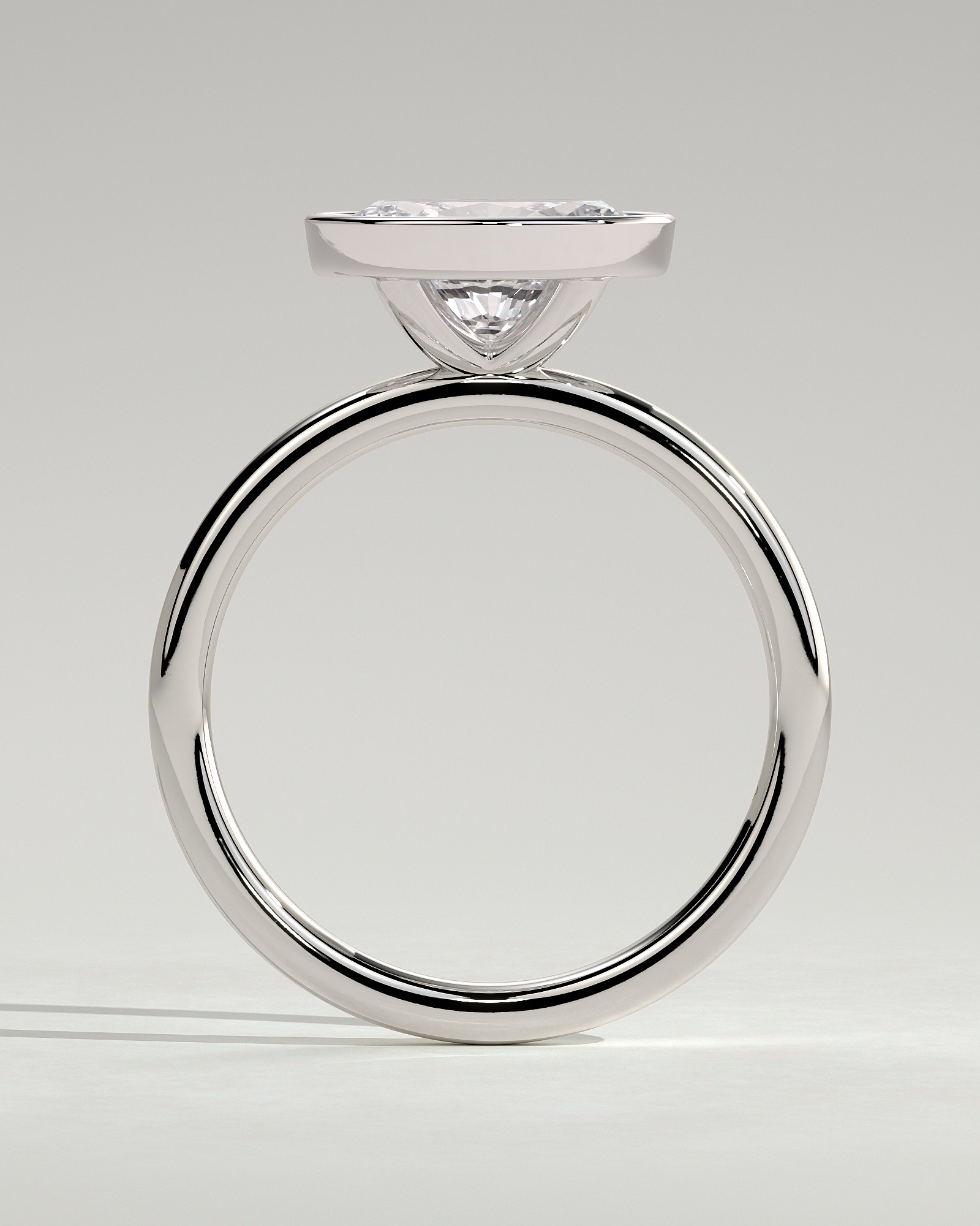 Erin - Bezel Oval East-West Solitaire - 18k White Gold