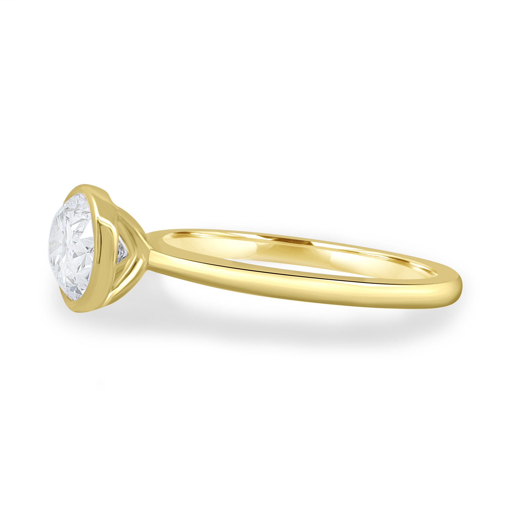 Erin - Bezel Oval East-West Solitaire - 18k Yellow Gold