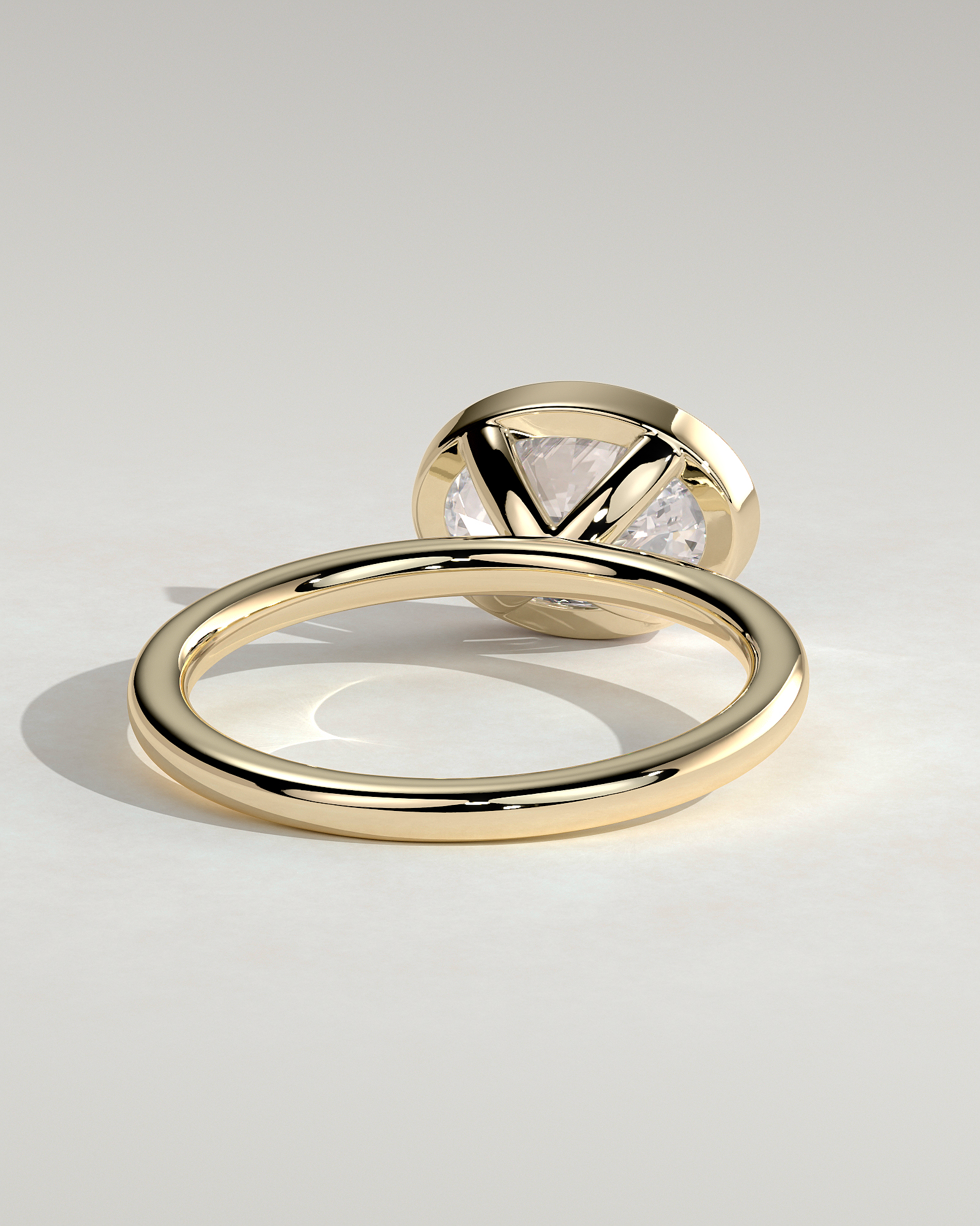 Erin - Bezel Oval East-West Solitaire - 18k Yellow Gold