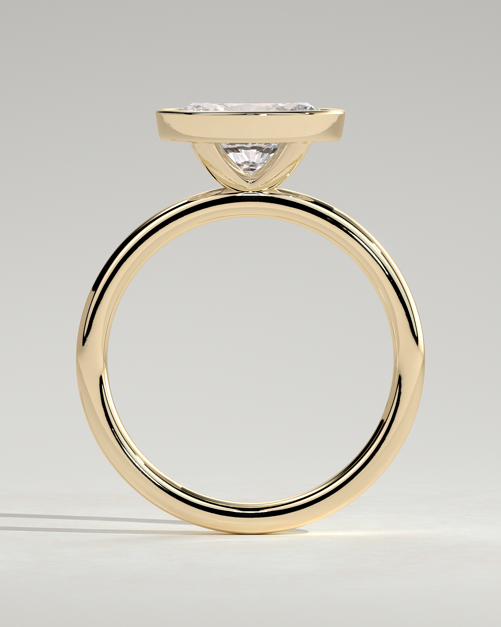 Erin - Bezel Oval East-West Solitaire - 18k Yellow Gold