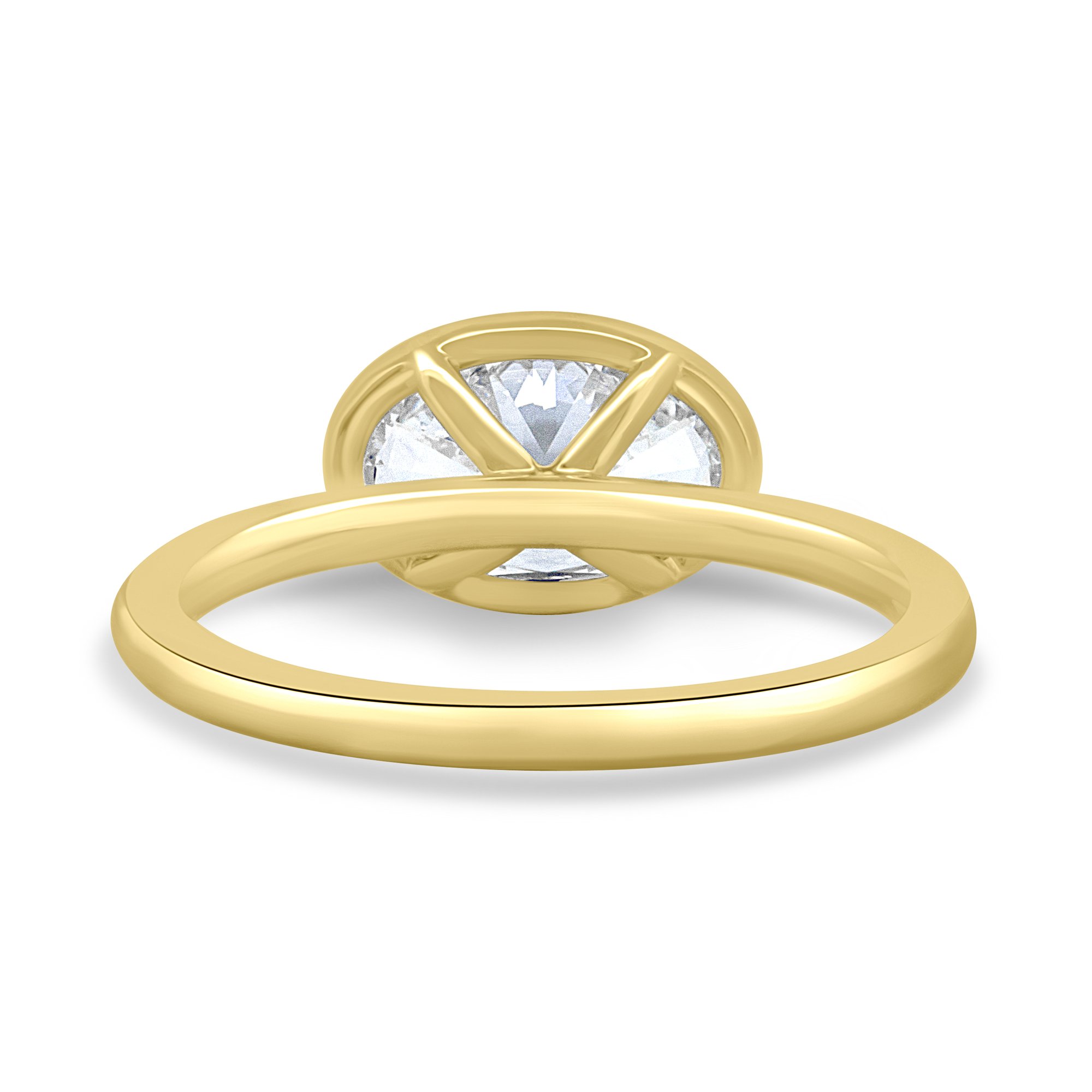 Erin - Bezel Oval East-West Solitaire - 18k Yellow Gold