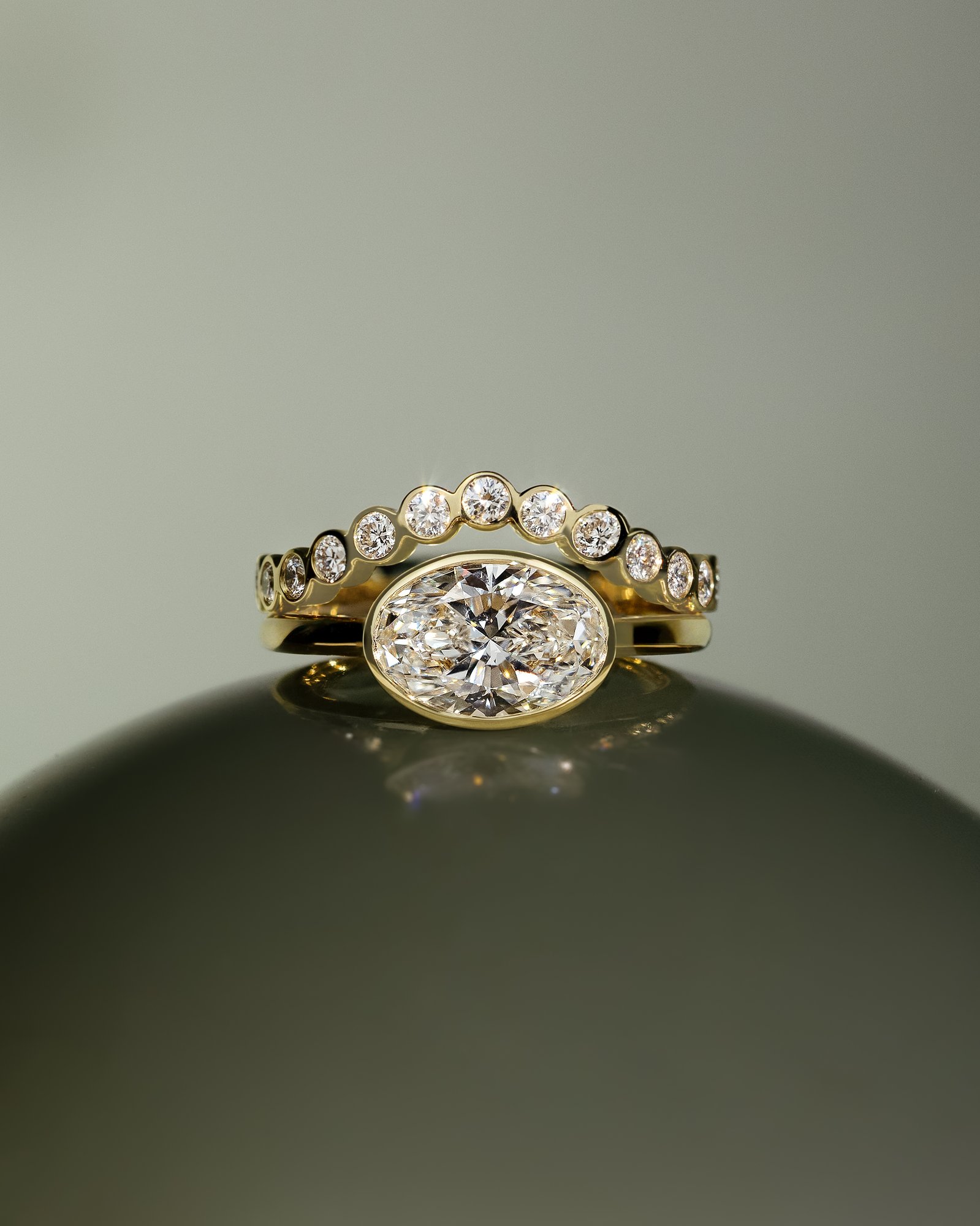 Erin - Bezel Oval East-West Solitaire Lifestyle Image