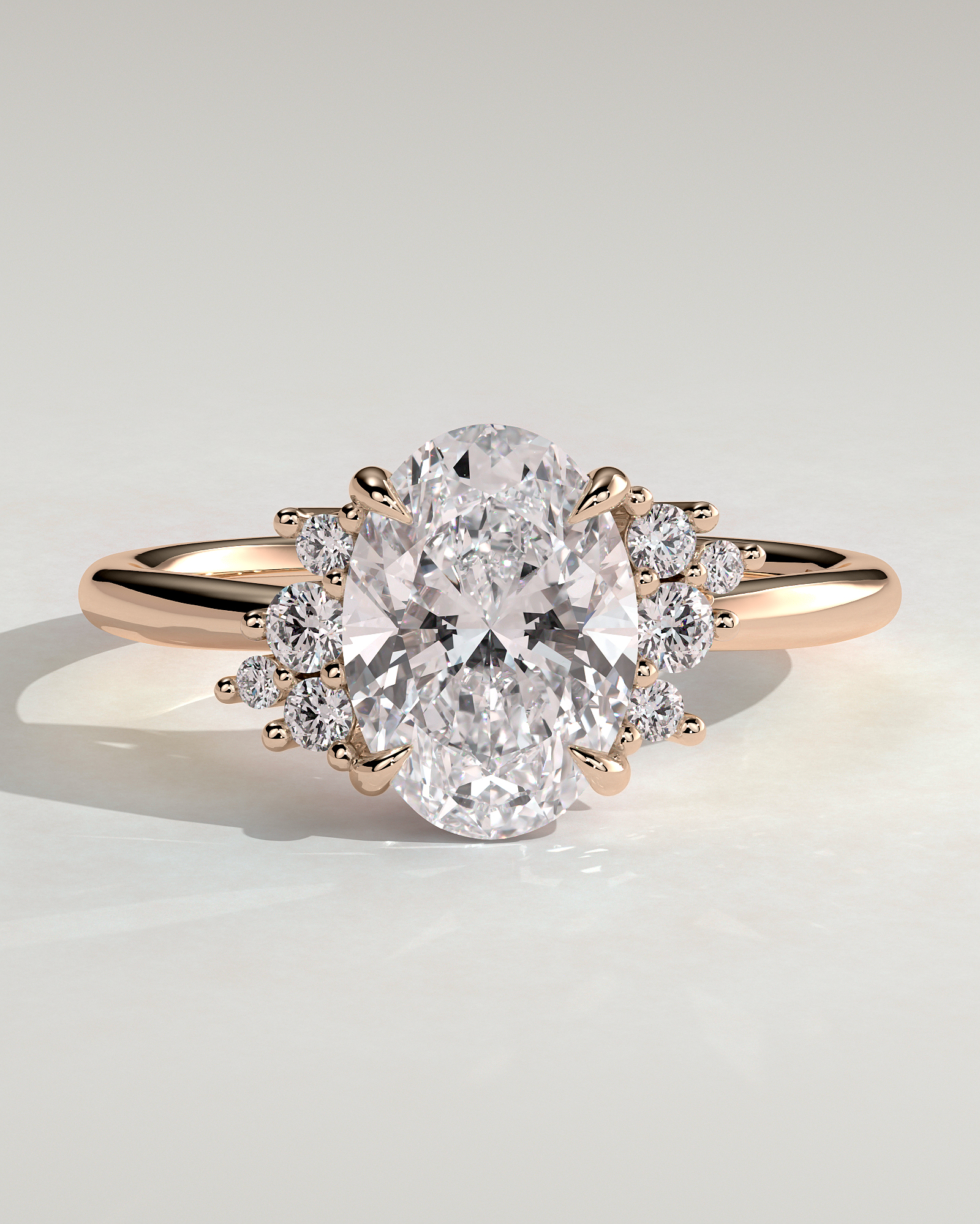 Esther - Oval Solitaire with Tapered Band - 18k Rose Gold