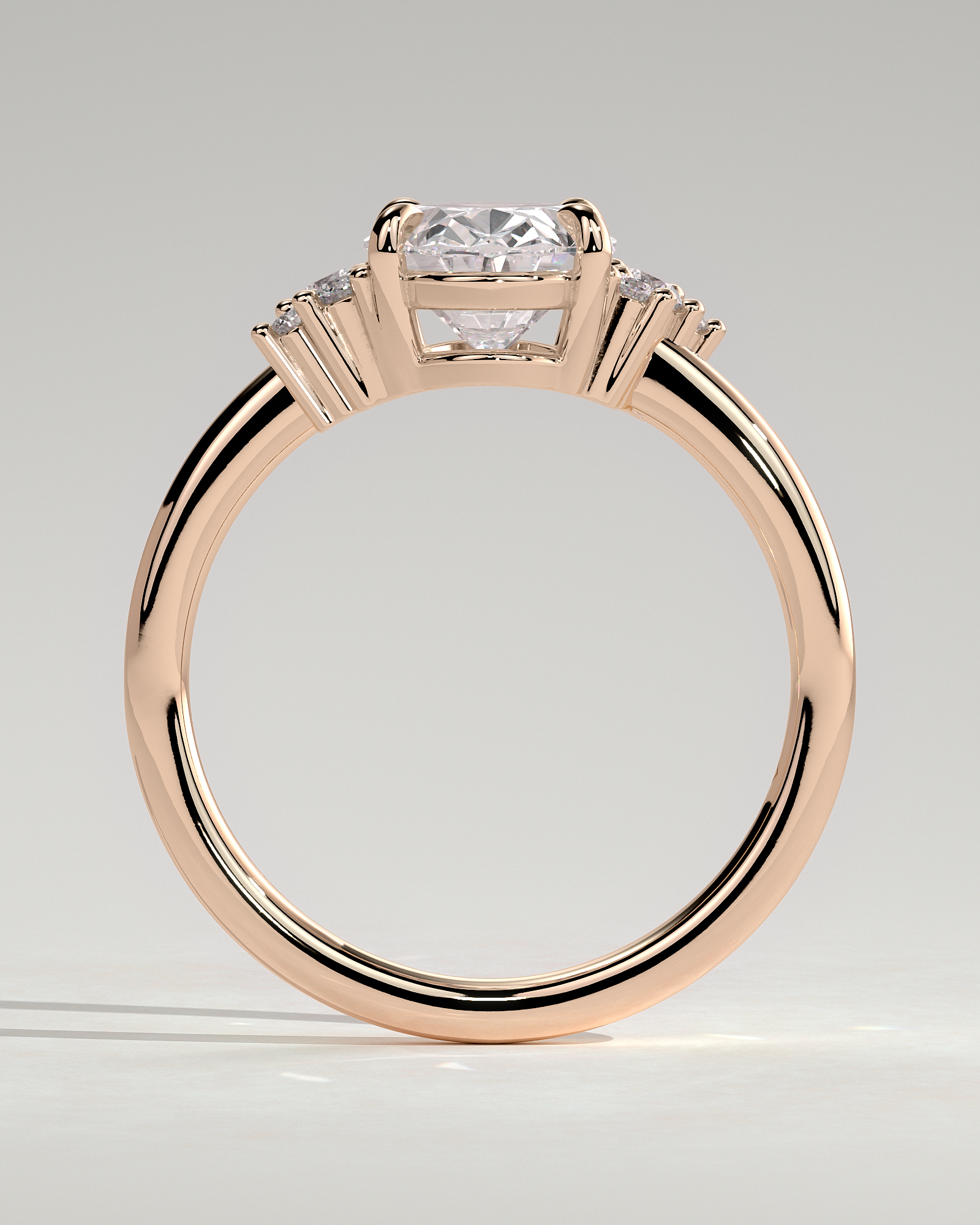 Esther - Oval Solitaire with Tapered Band - 18k Rose Gold