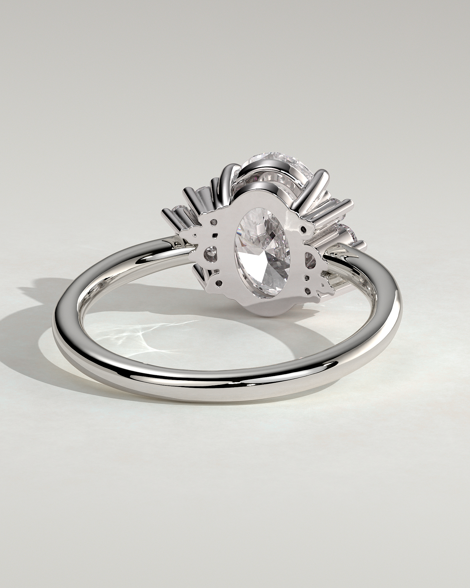 Esther - Oval Solitaire with Tapered Band - 18k White Gold