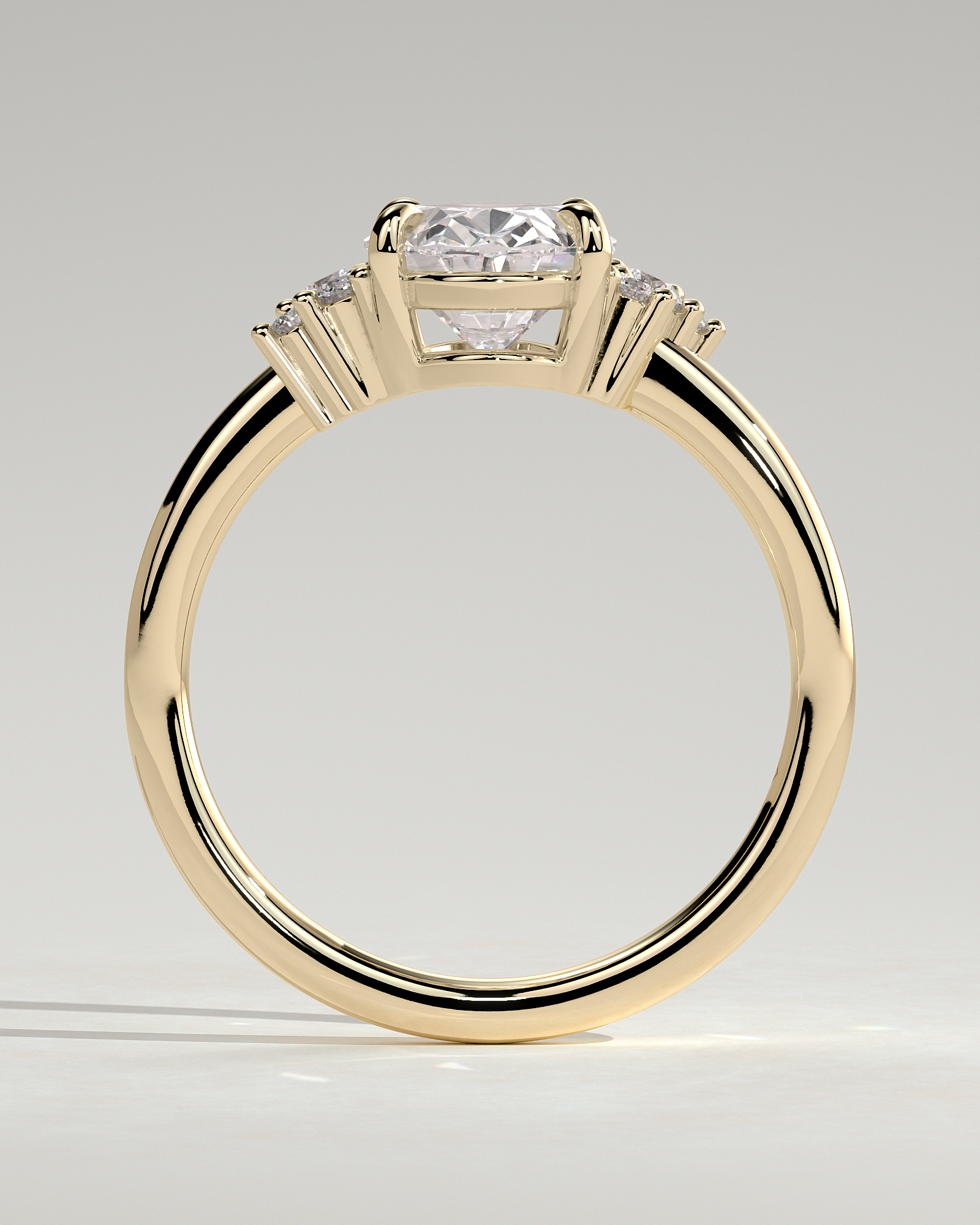 Esther - Oval Solitaire with Tapered Band - 18k Yellow Gold