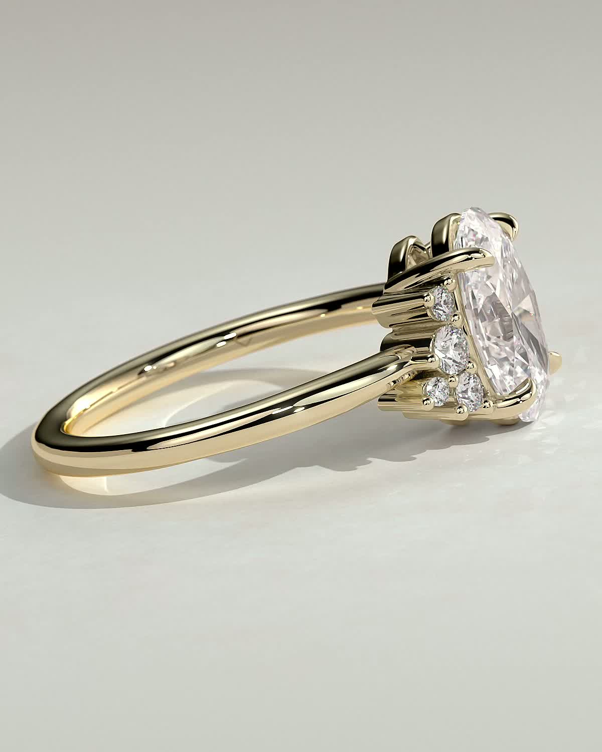 Esther - Oval Solitaire with Tapered Band - 18k Yellow Gold