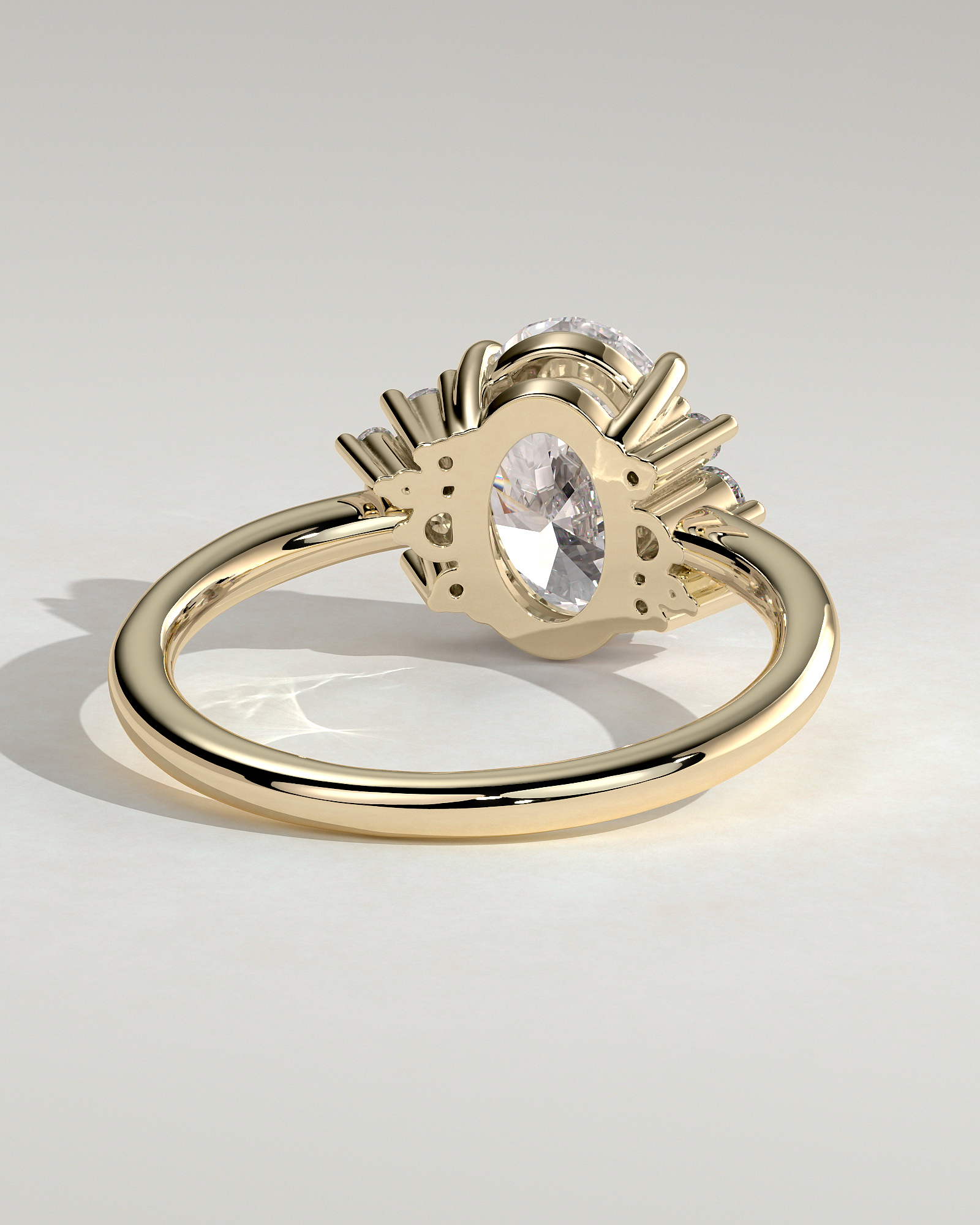 Esther - Oval Solitaire with Tapered Band - 18k Yellow Gold