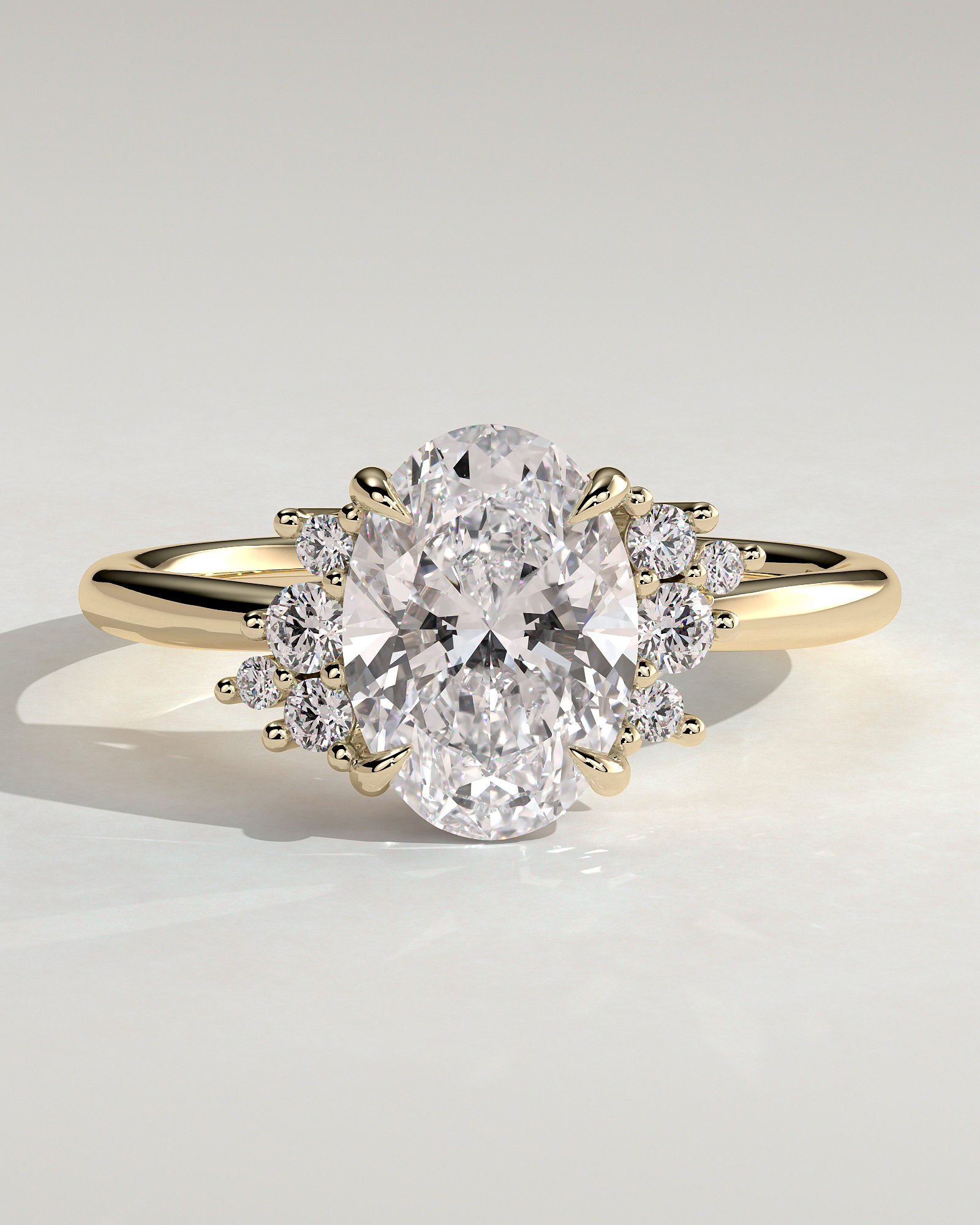 Esther - Oval Solitaire with Tapered Band - 18k Yellow Gold
