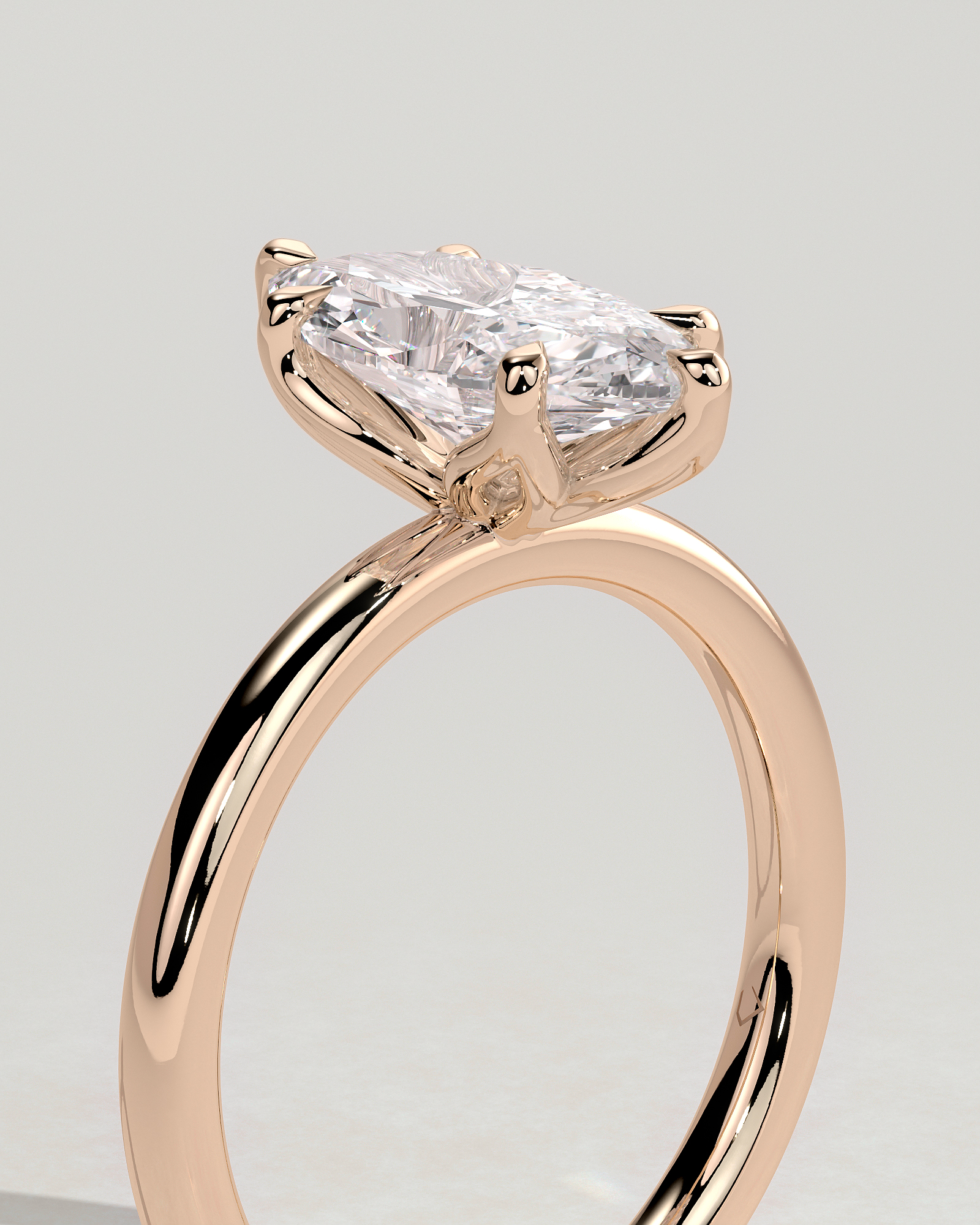 Eve - 6 Claw Marquise Solitaire - 18k Rose Gold