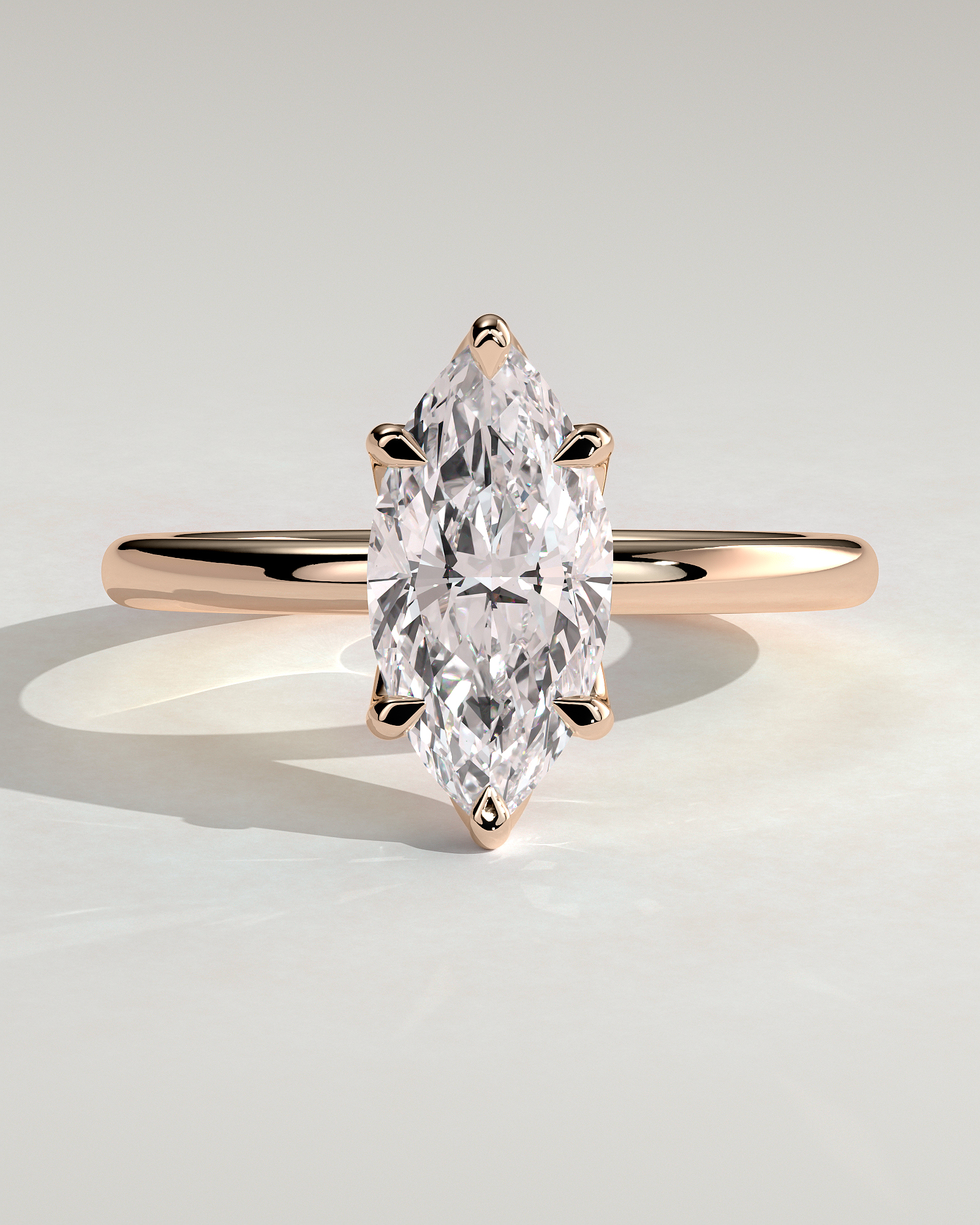 Eve - 6 Claw Marquise Solitaire - 18k Rose Gold