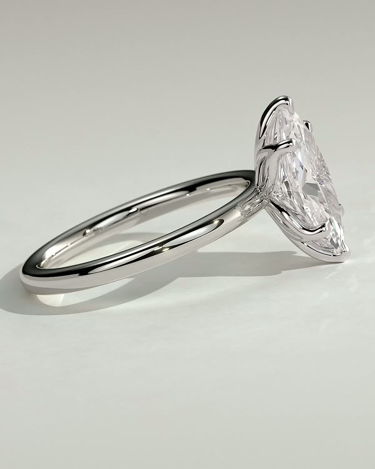 Eve - 6 Claw Marquise Solitaire - 18k White Gold
