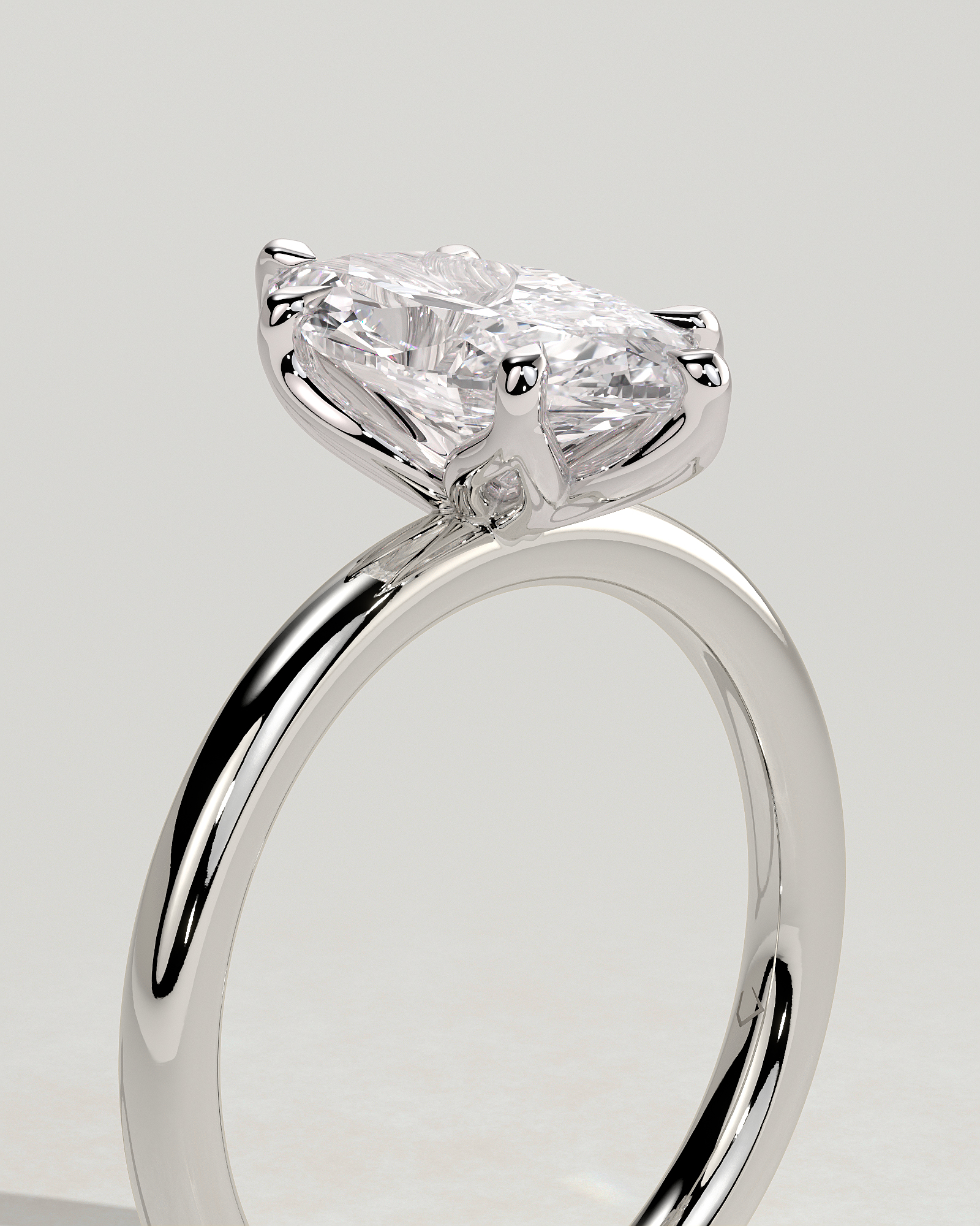 Eve - 6 Claw Marquise Solitaire - 18k White Gold