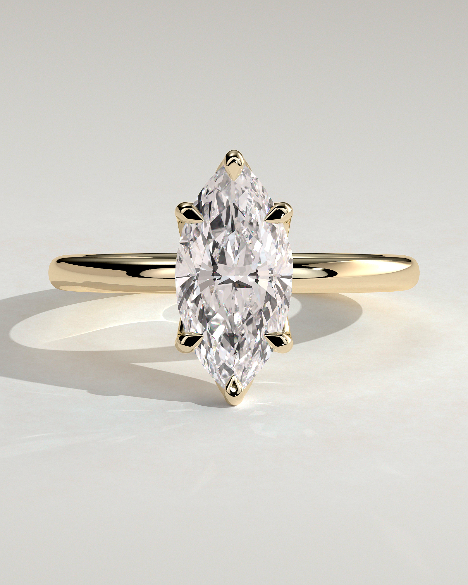 Eve - 6 Claw Marquise Solitaire - 18k Yellow Gold